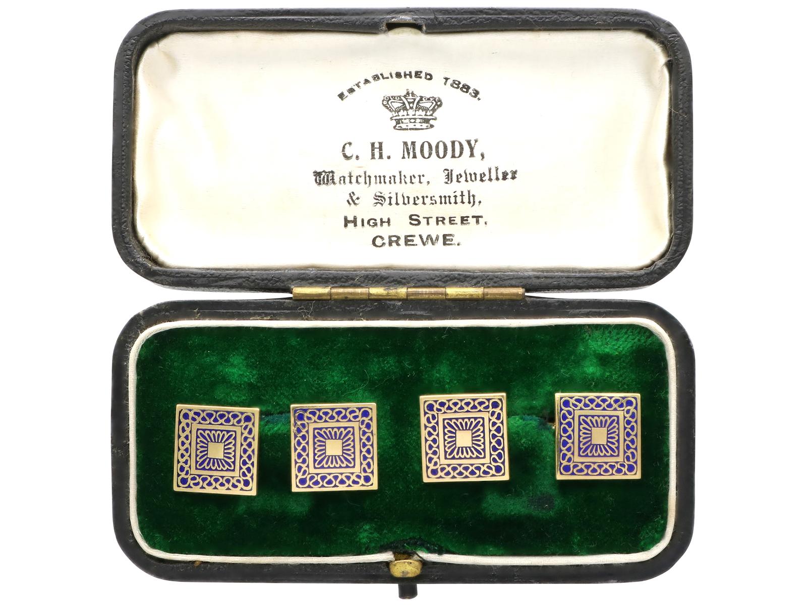 Enamel & 18ct Yellow Gold Cufflinks c.1935 (1 of 11)