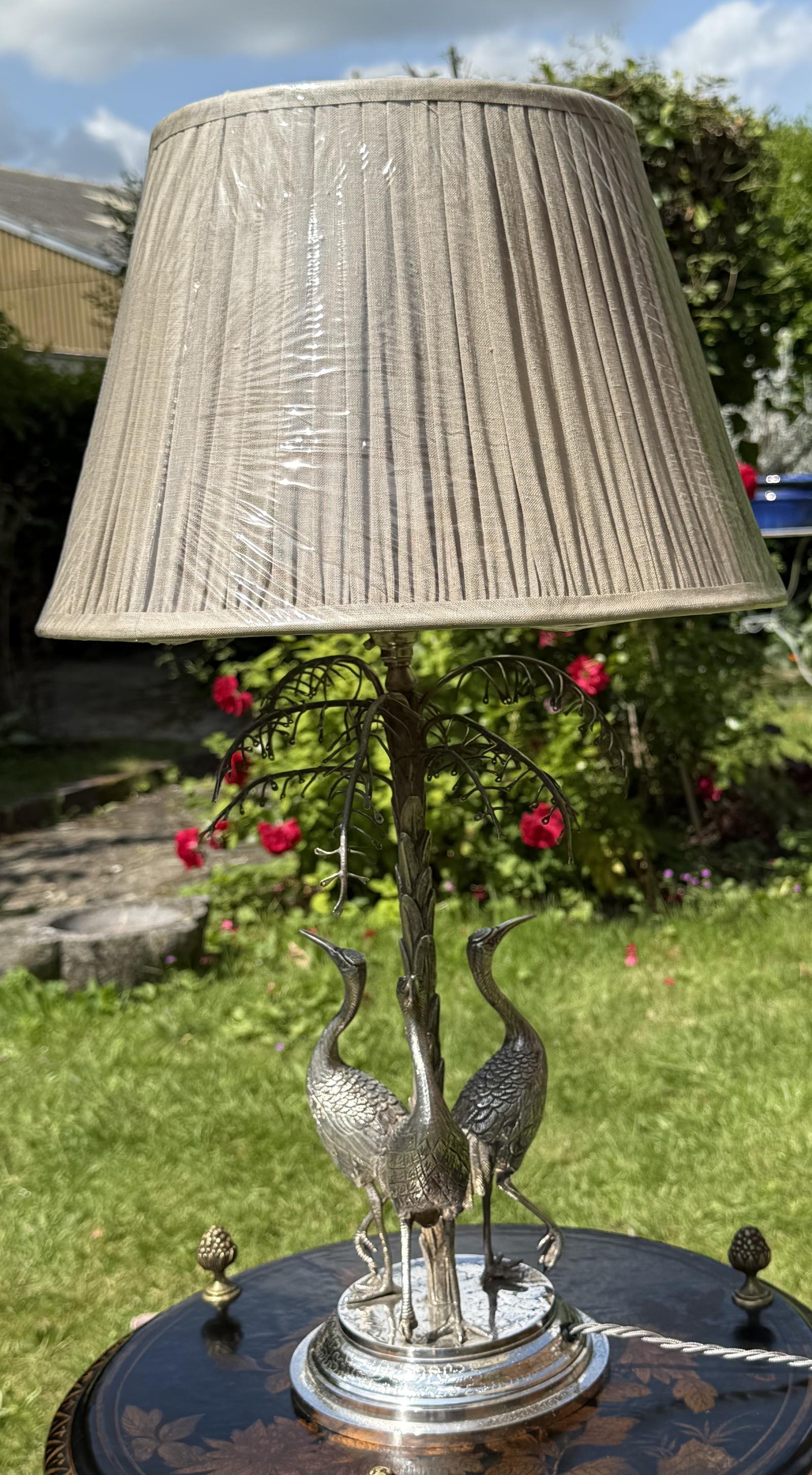 Silver Plated Lamp with Storks (1 of 4) Silver Plated Lamp with Storks (1 of 4)