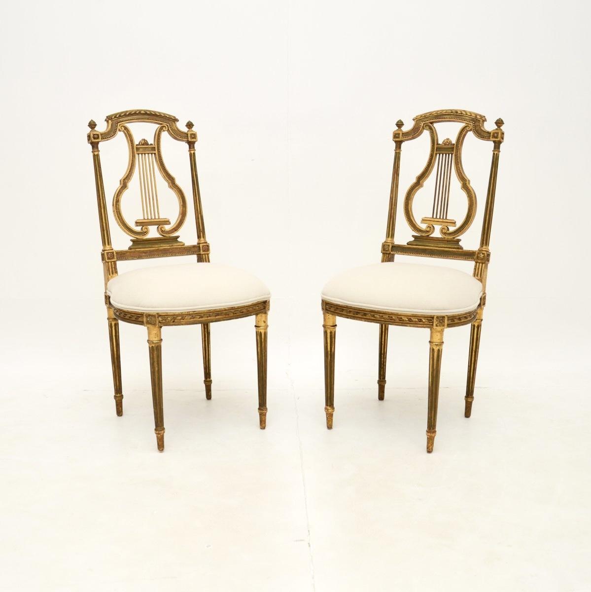 Pair of Antique French Gilt Wood Side Chairs (1 of 9) Pair of Antique French Gilt Wood Side Chairs (1 of 9)