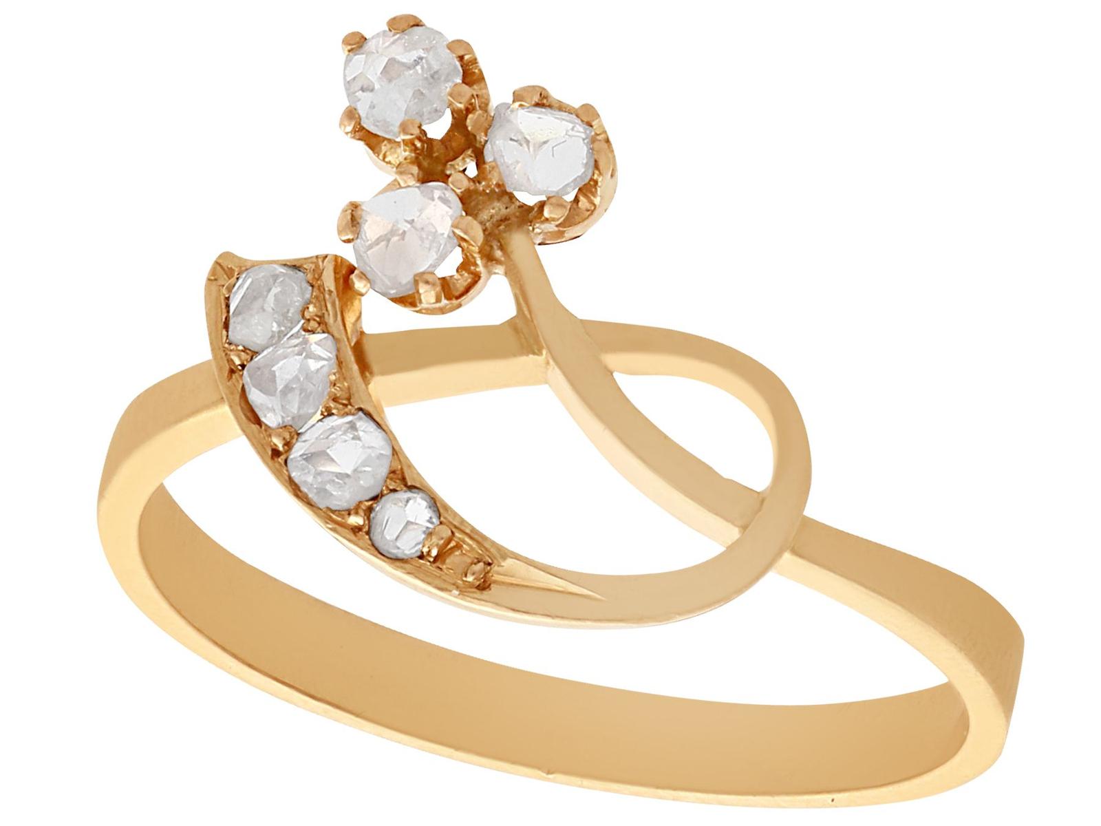 Antique French 0.25ct Diamond and 18ct Yellow Gold Dress Ring Circa 1900 (1 of 9)