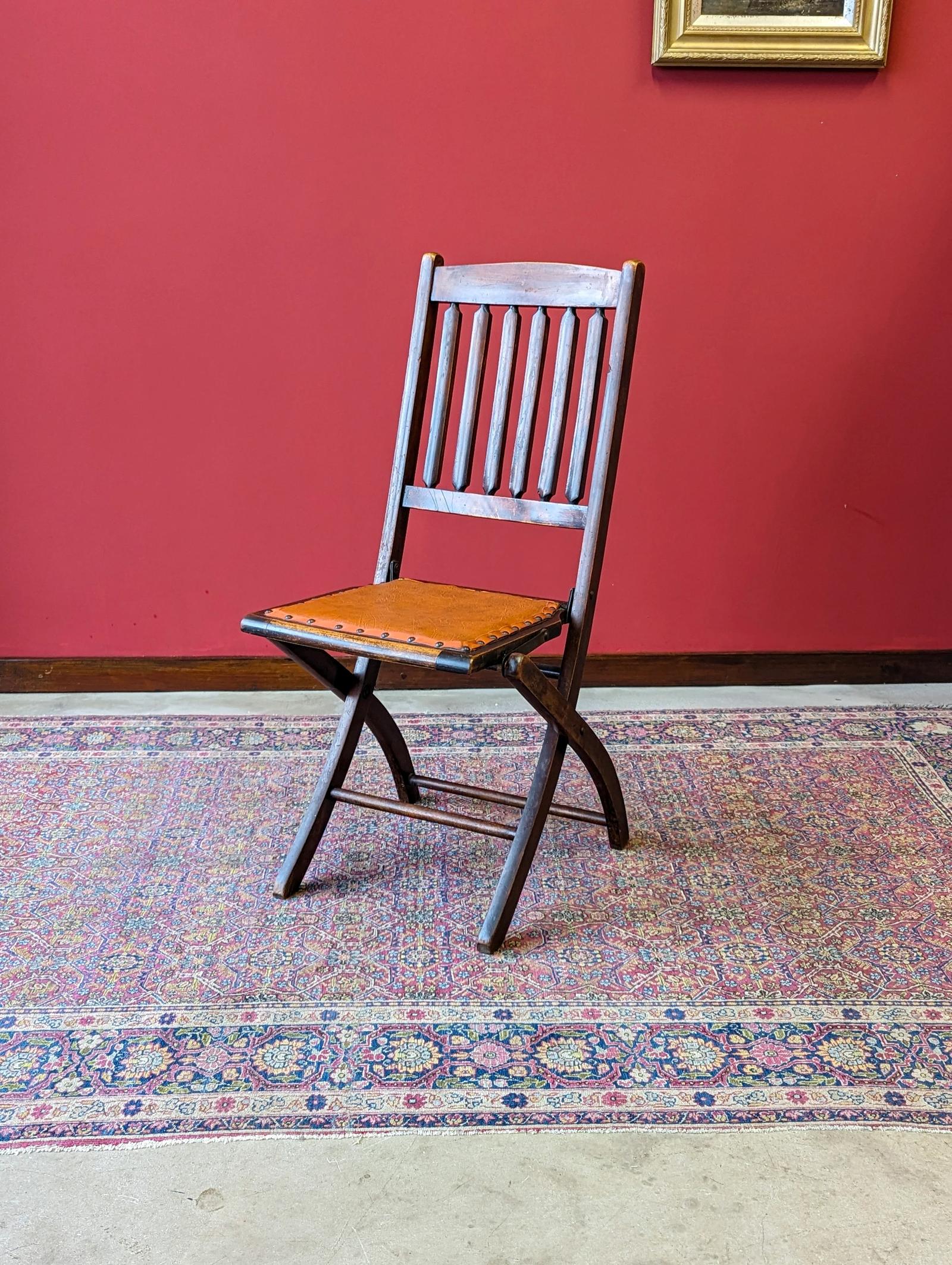 Antique Early 20th Century Beech Folding Campaign Chair (1 of 10)