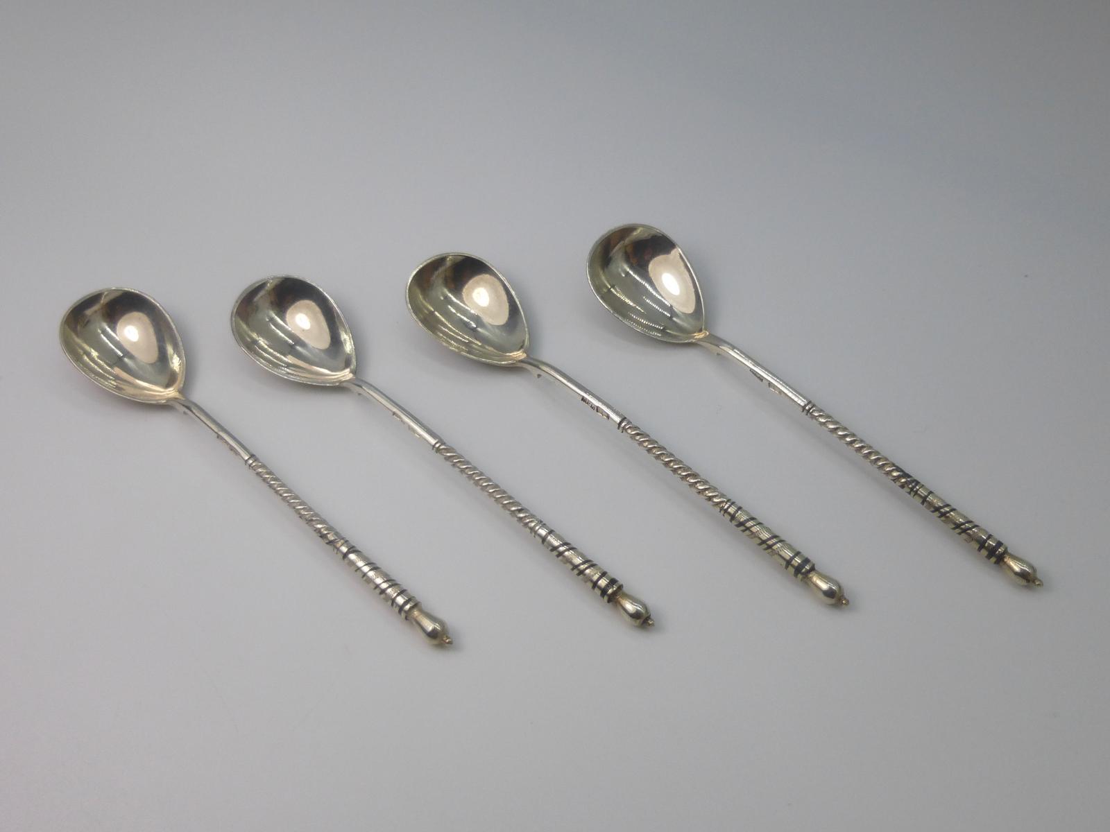 4 Silver Niello Russian Spoons (1 of 7)