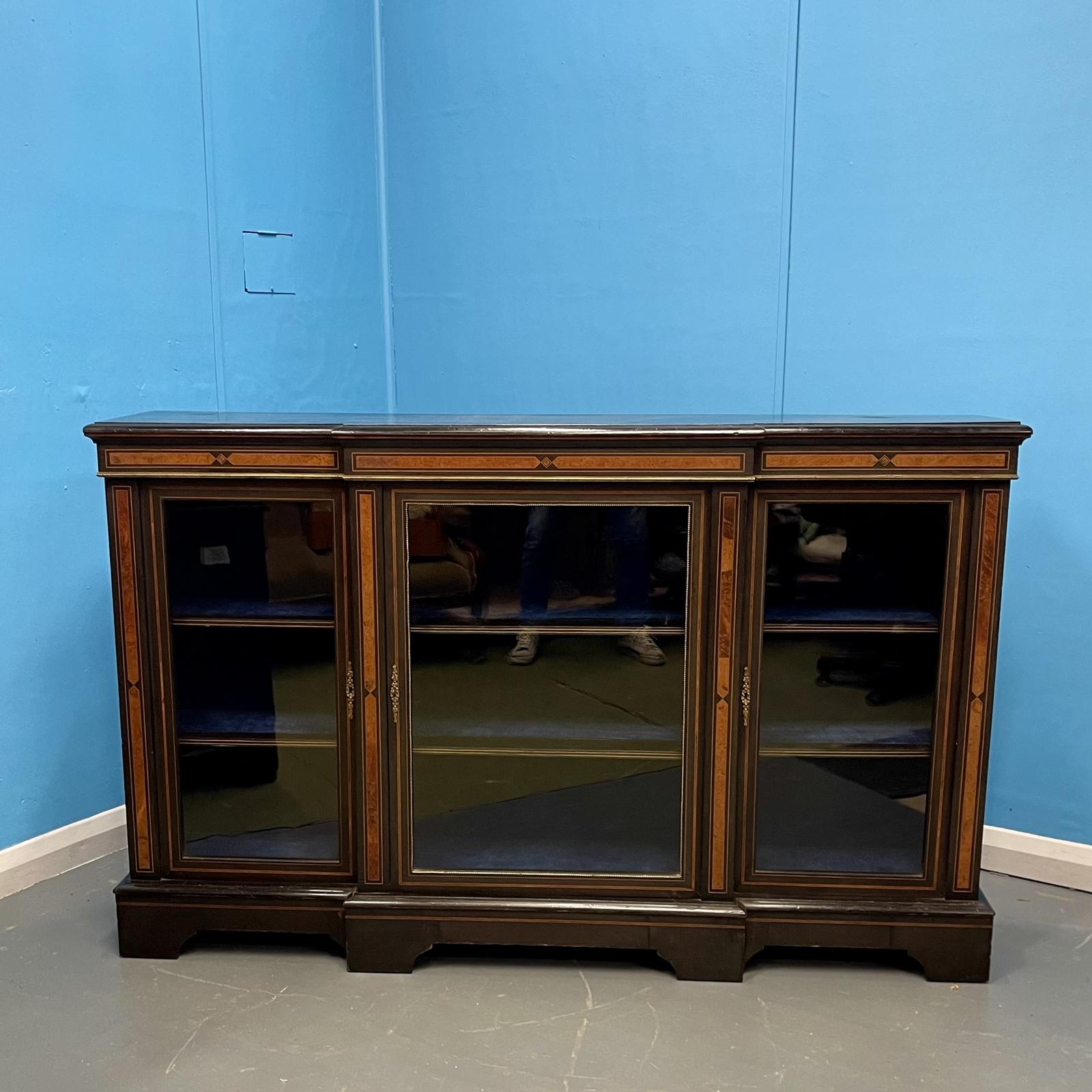 Ebonised & Inlaid Breakfront Bookcase (1 of 6)