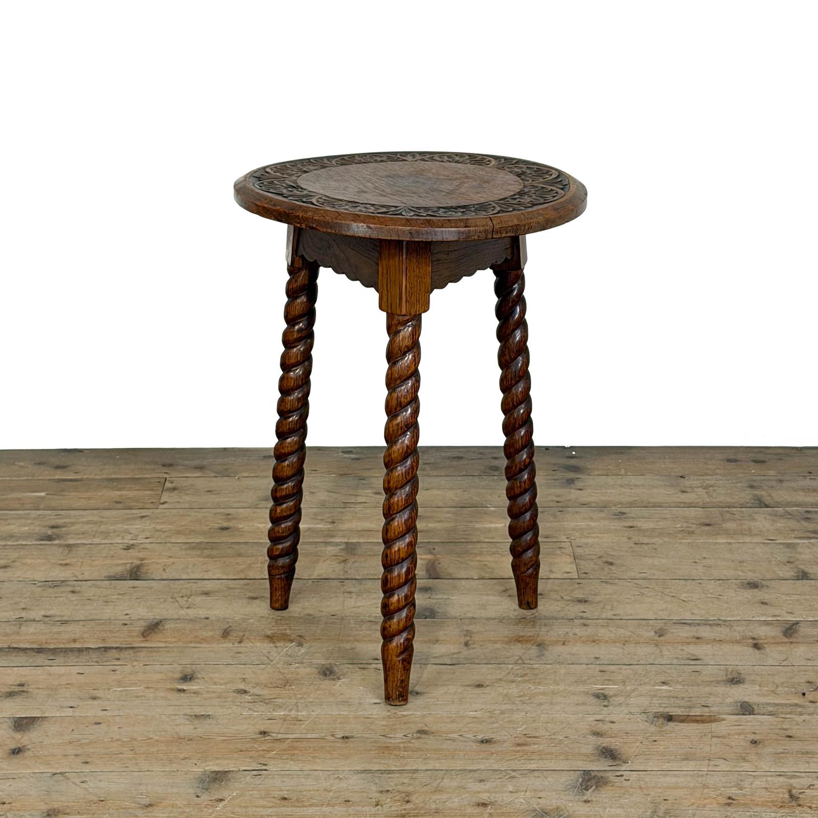 Antique Small Carved Oak Tripod Cricket Table (1 of 8) Antique Small Carved Oak Tripod Cricket Table (1 of 8)