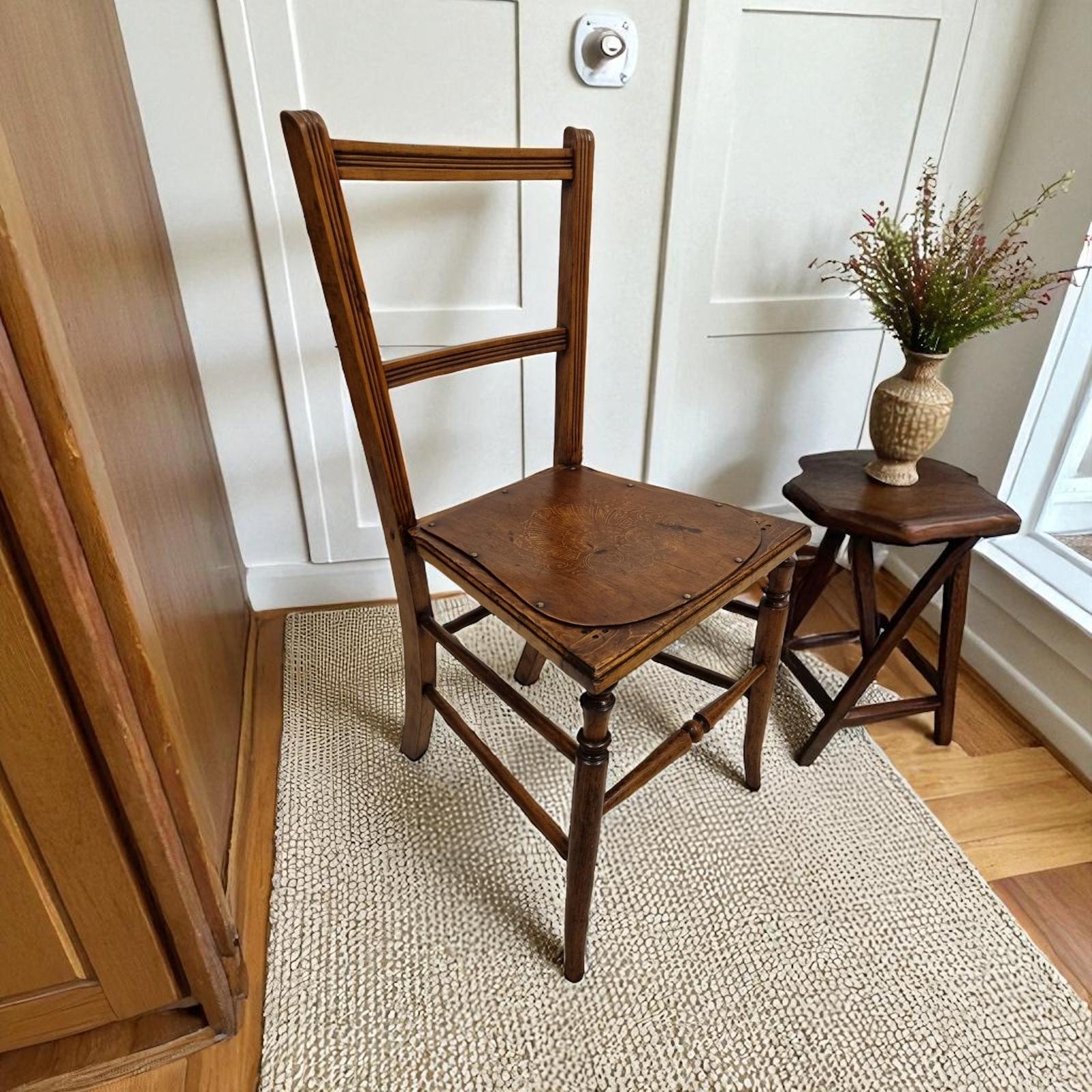 Antique Edwardian Beech Side Chair / C1900 (1 of 8)