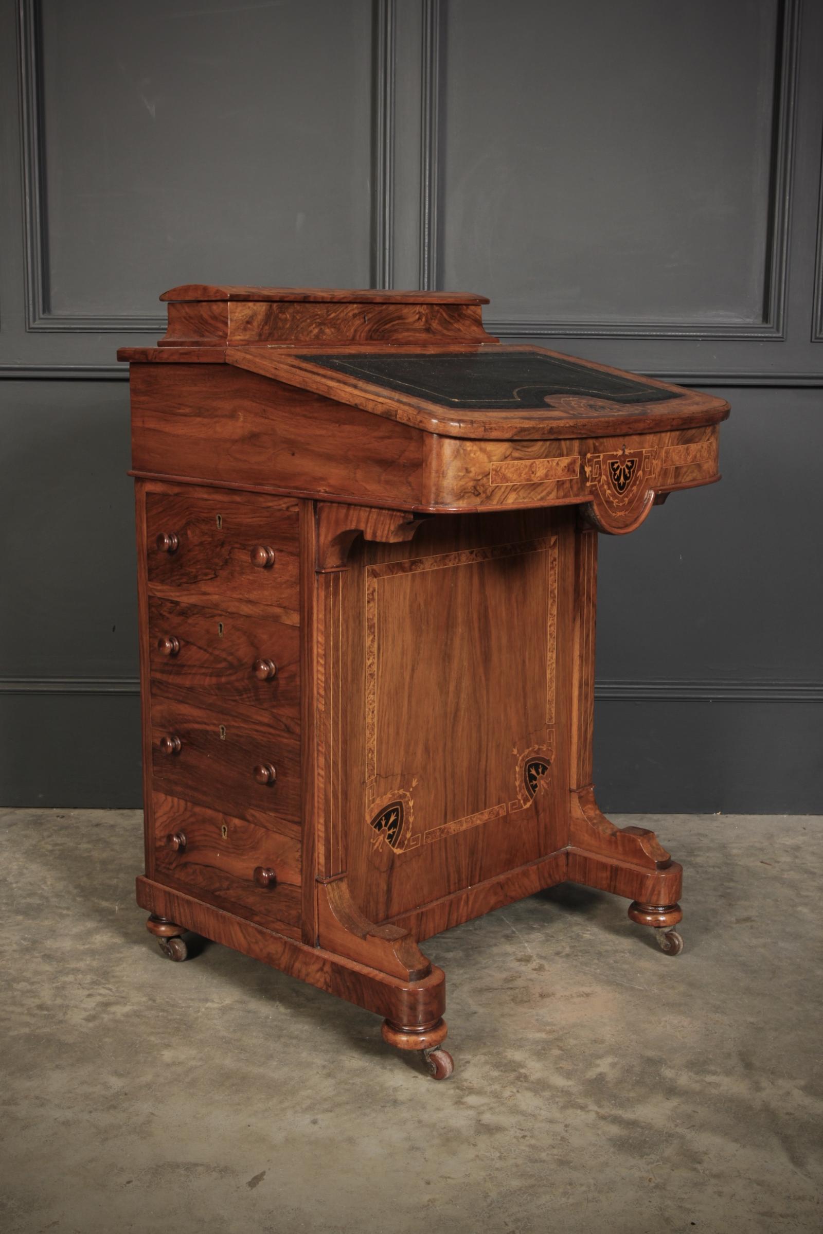 Victorian Walnut Marquetry Inlaid Davenport Desk (1 of 22) Victorian Walnut Marquetry Inlaid Davenport Desk (1 of 22)