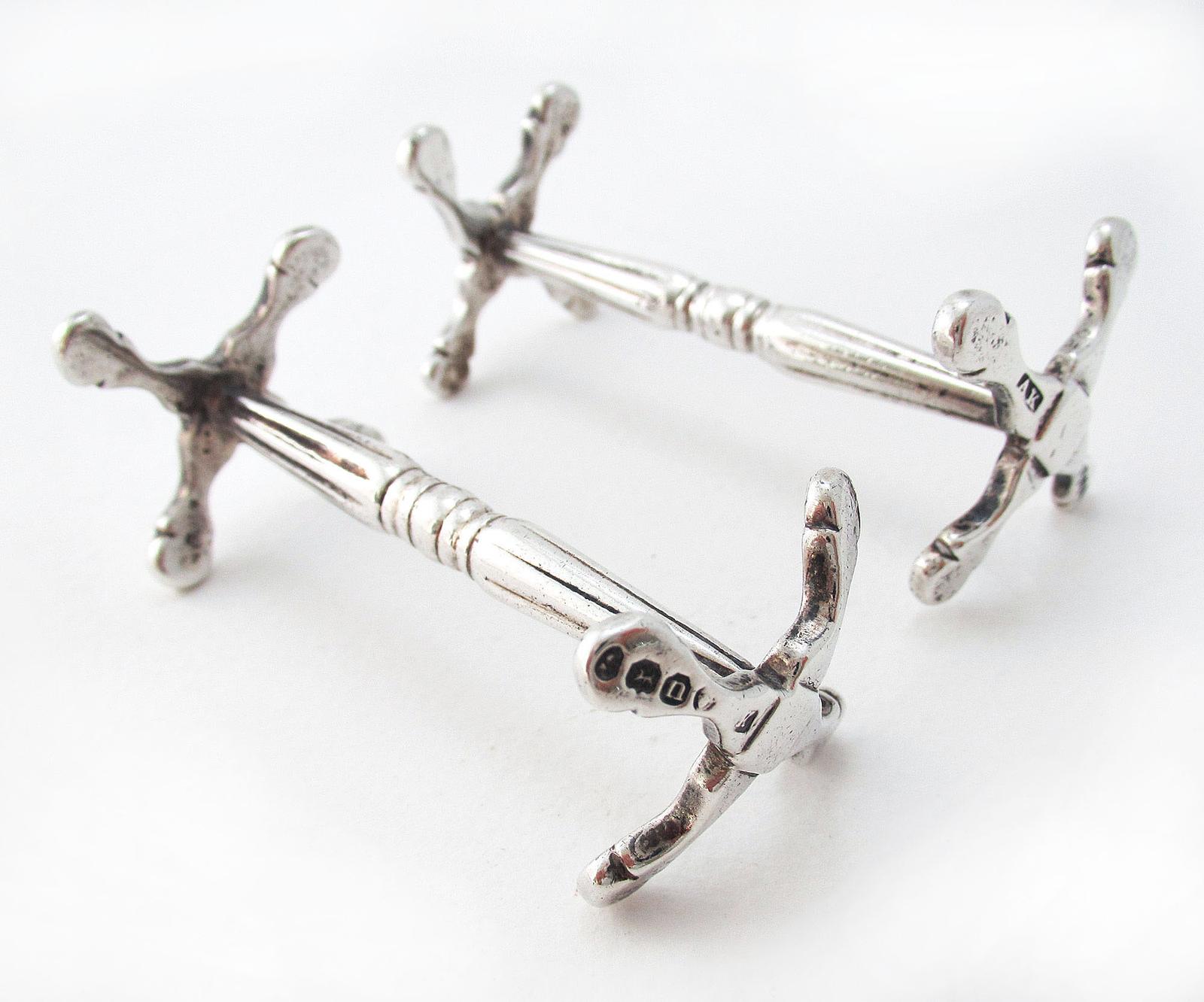 Pair of English Georgian 1828 Antique Solid Sterling Silver Cutlery / Knife Rests Stands (1 of 7)