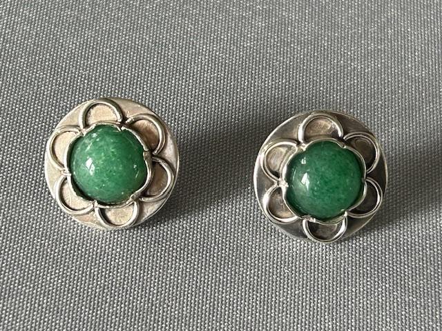Modernist Pair of Danish Silver & Chrysoprase Earrings (1 of 6) Modernist Pair of Danish Silver & Chrysoprase Earrings (1 of 6)