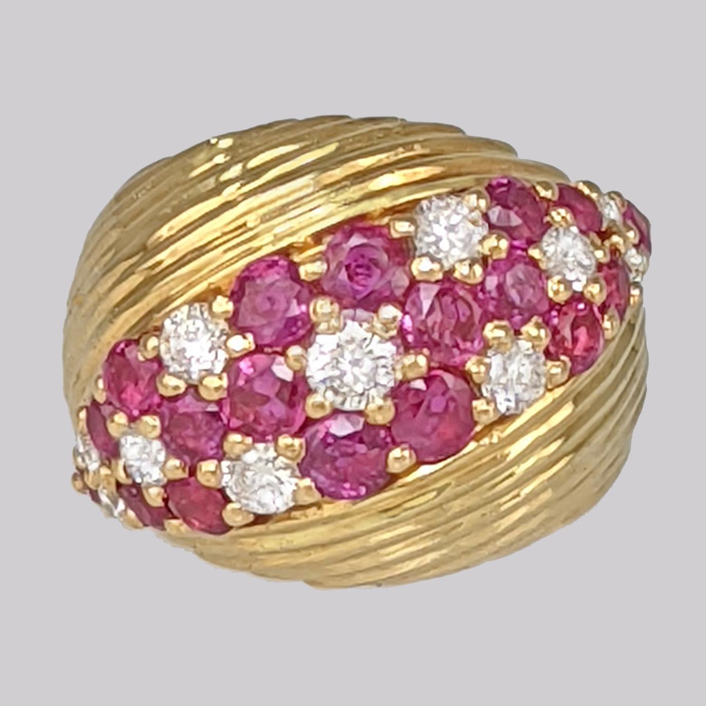 Vintage Kutchinsky Bombé Ring Diamond & Ruby 18ct Gold Cocktail Ring London 1958 (1 of 11) Vintage Kutchinsky Bombé Ring Diamond & Ruby 18ct Gold Cocktail Ring London 1958 (1 of 11)
