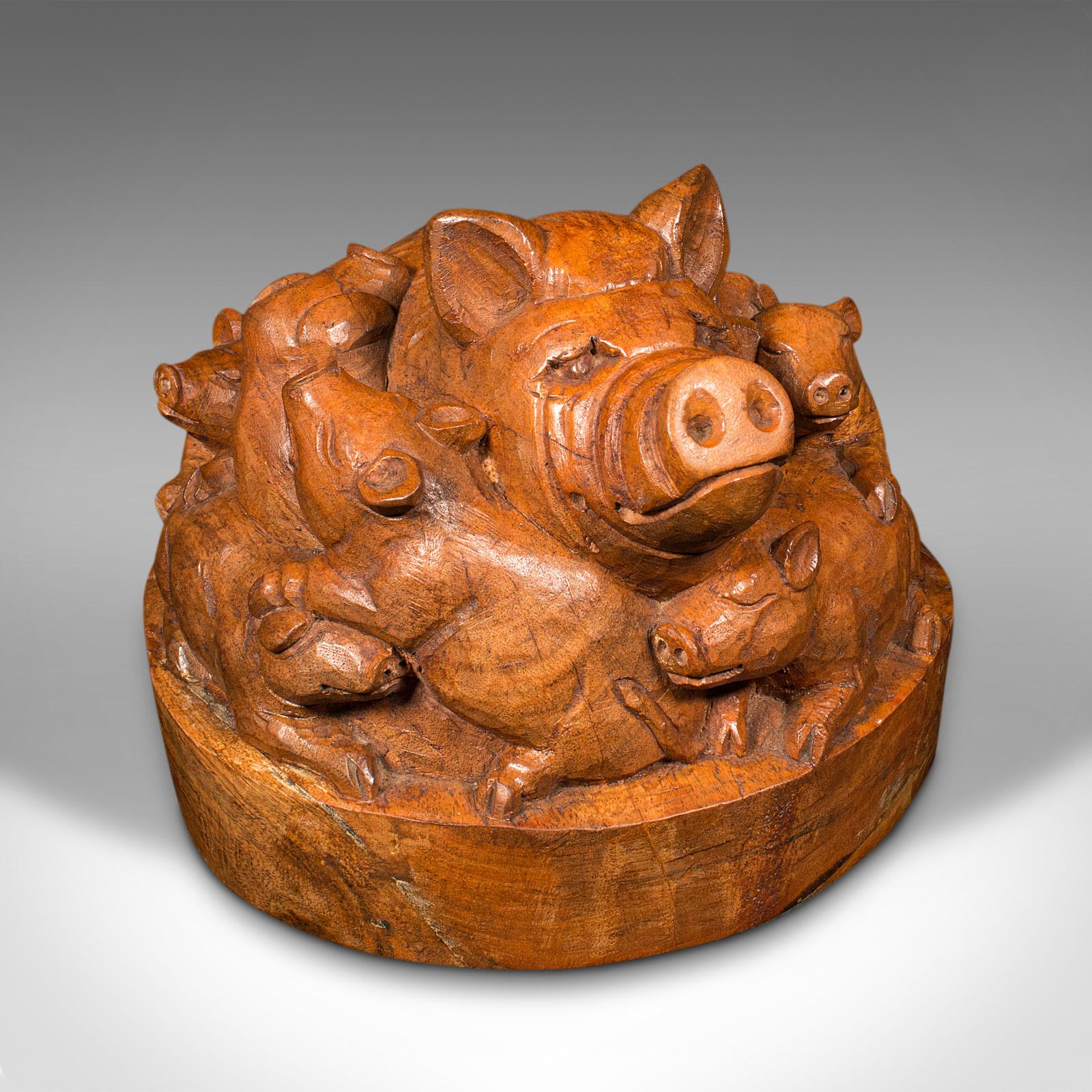 Antique Carved Dome, English Cedar, Decorative Woodcarving, Pigs, Art, Victorian (1 of 12)