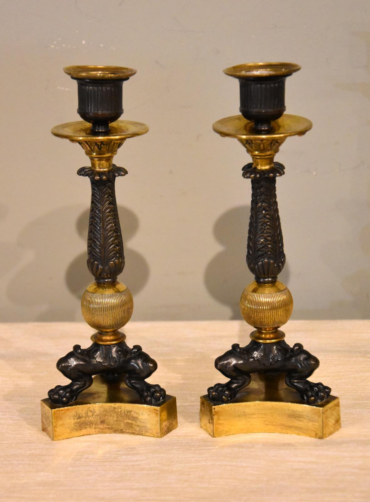 Pair of 19th Century French Bronze & Gilt Candlesticks (1 of 7) Pair of 19th Century French Bronze & Gilt Candlesticks (1 of 7)