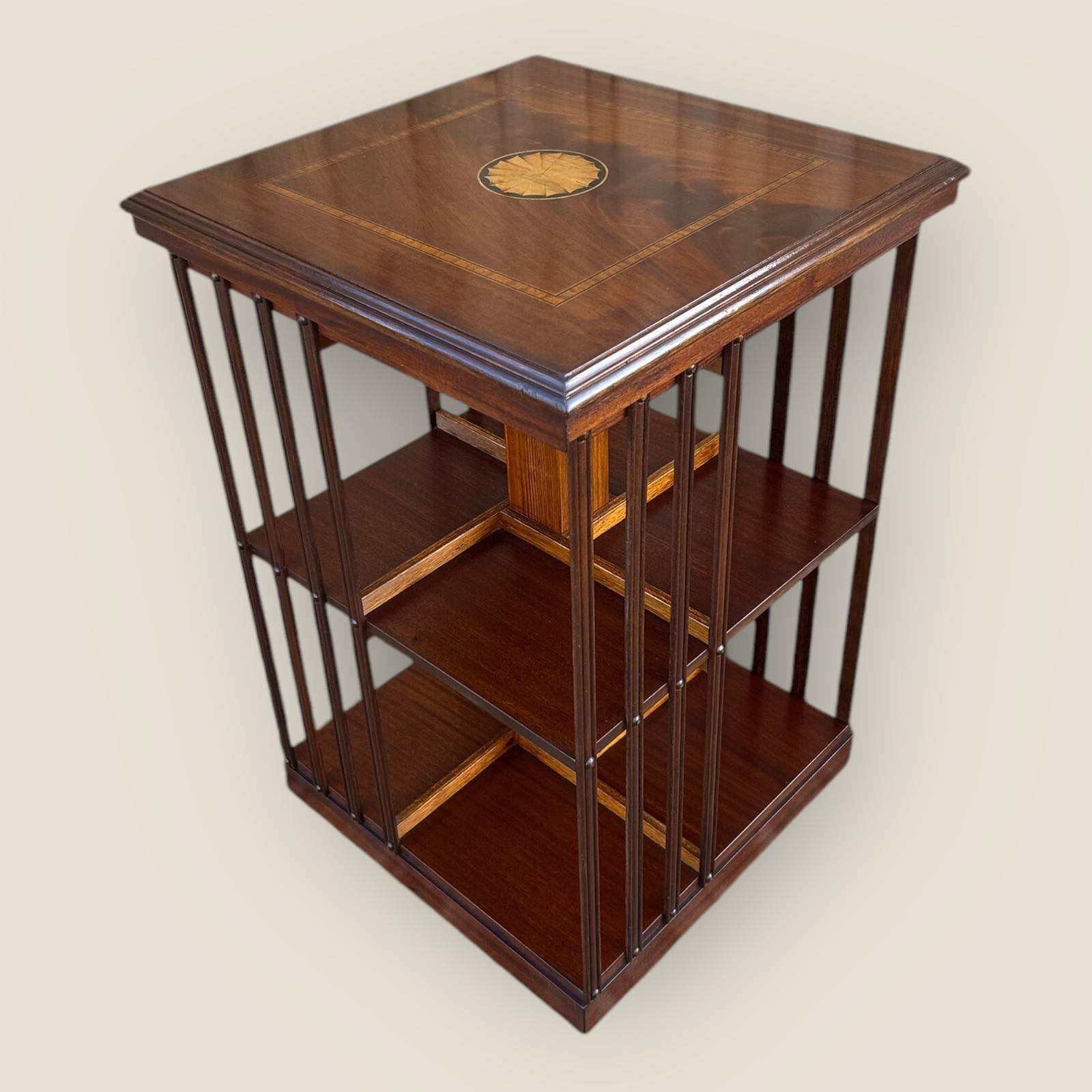 Antique Style Inlaid Mahogany Revolving Bookcase (1 of 6) Antique Style Inlaid Mahogany Revolving Bookcase (1 of 6)