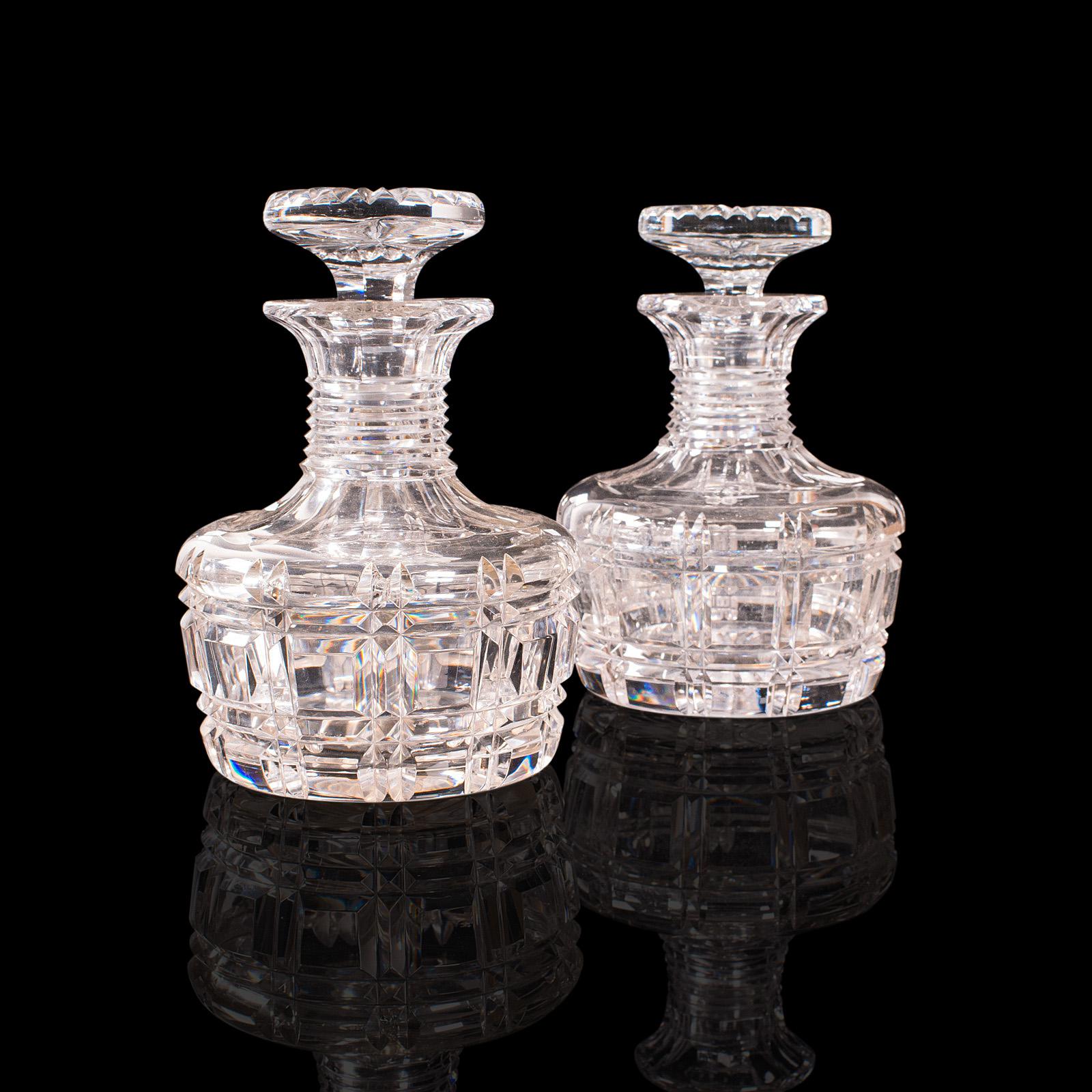 Pair of Antique Sherry Decanters, English, Glass, Spirit, Liquor Flask, Edwardian (1 of 12)