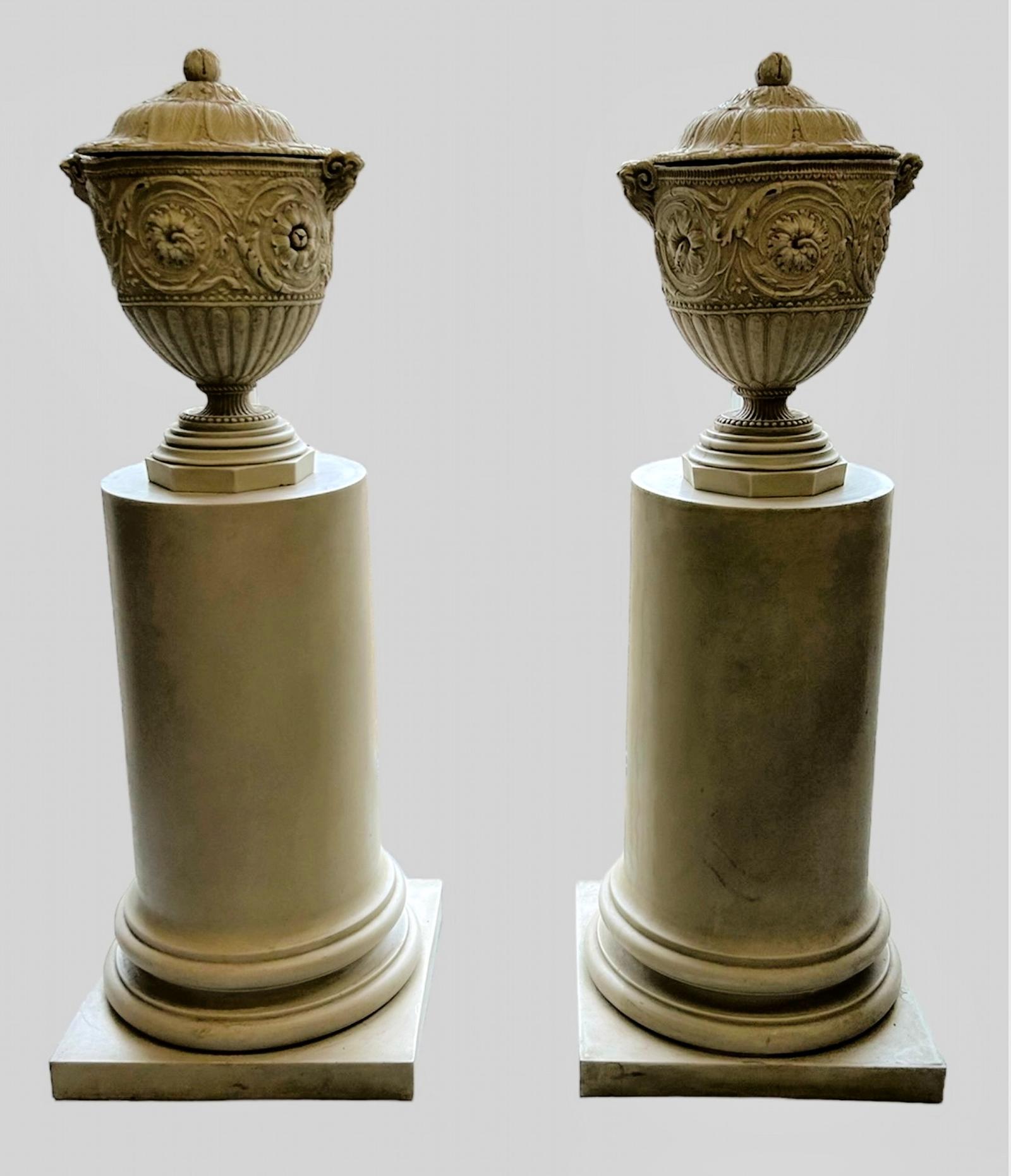 Pair of Decorative Pedestals with Lidded Urns (1 of 6) Pair of Decorative Pedestals with Lidded Urns (1 of 6)