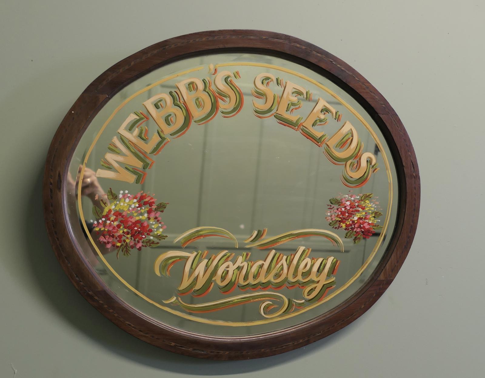 Hand Painted Oval Mirror Advertising "Webbs Seeds" (1 of 5) Hand Painted Oval Mirror Advertising "Webbs Seeds" (1 of 5)