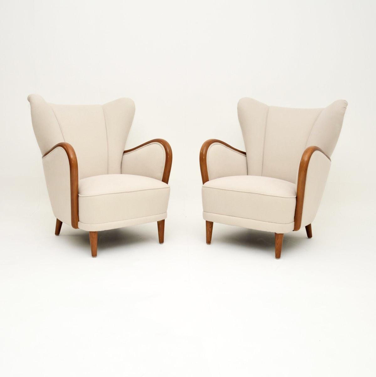 Pair of Swedish Art Deco Armchairs in Satin Birch (1 of 11)