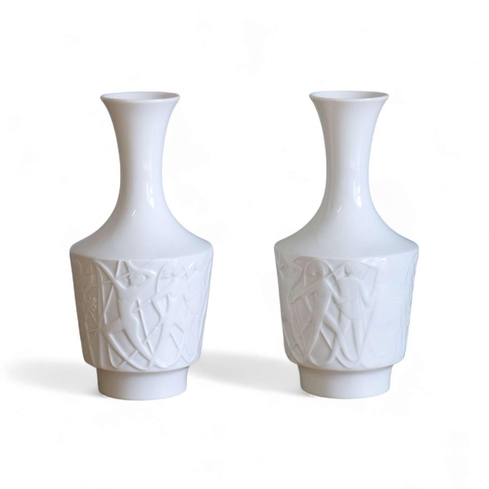 Pair of mid century antique Kurt Wendler white Vases (1 of 6)