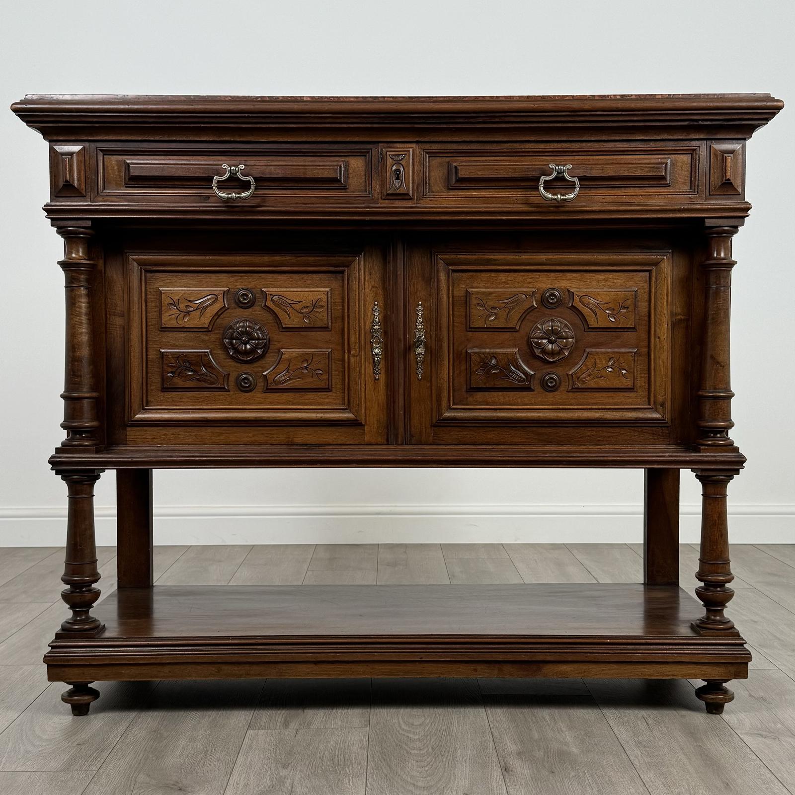 Antique 19th Century French Marble Top Buffet In Walnut (1 of 13) Antique 19th Century French Marble Top Buffet In Walnut (1 of 13)
