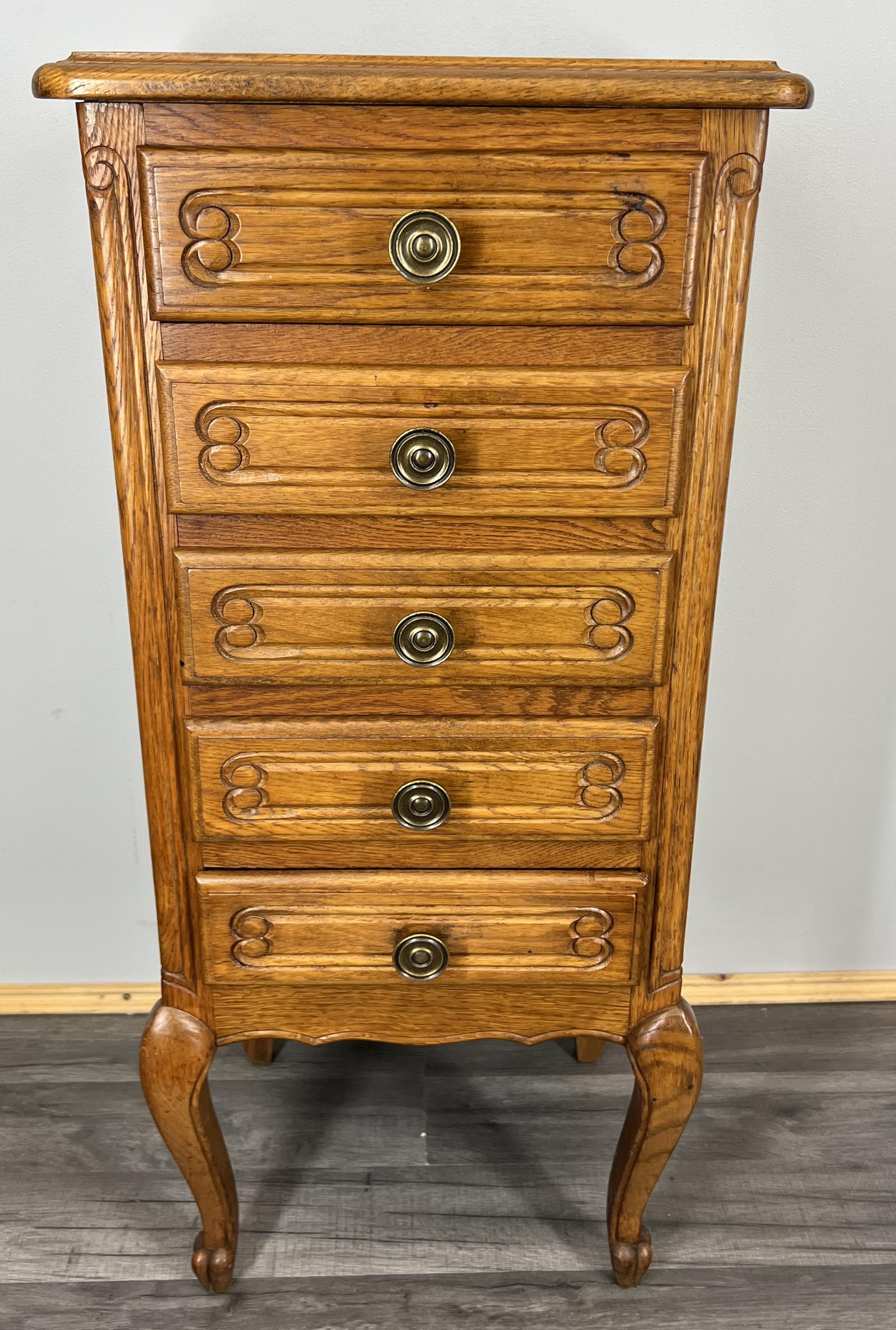 Vintage French Oak Chest of Drawers Tallboy Cabinet (1 of 11)