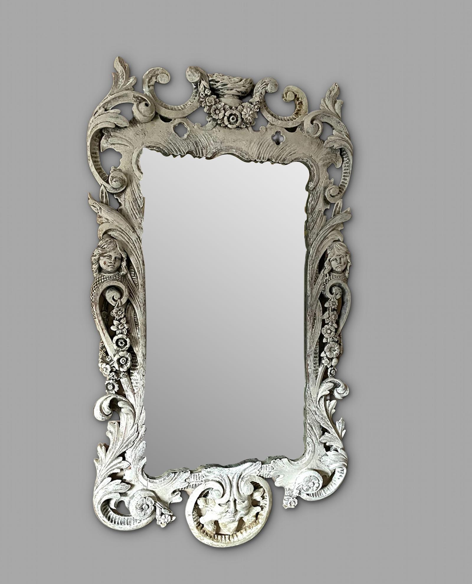 Attractive 19th Century Painted Fretwork Mirror (1 of 4)