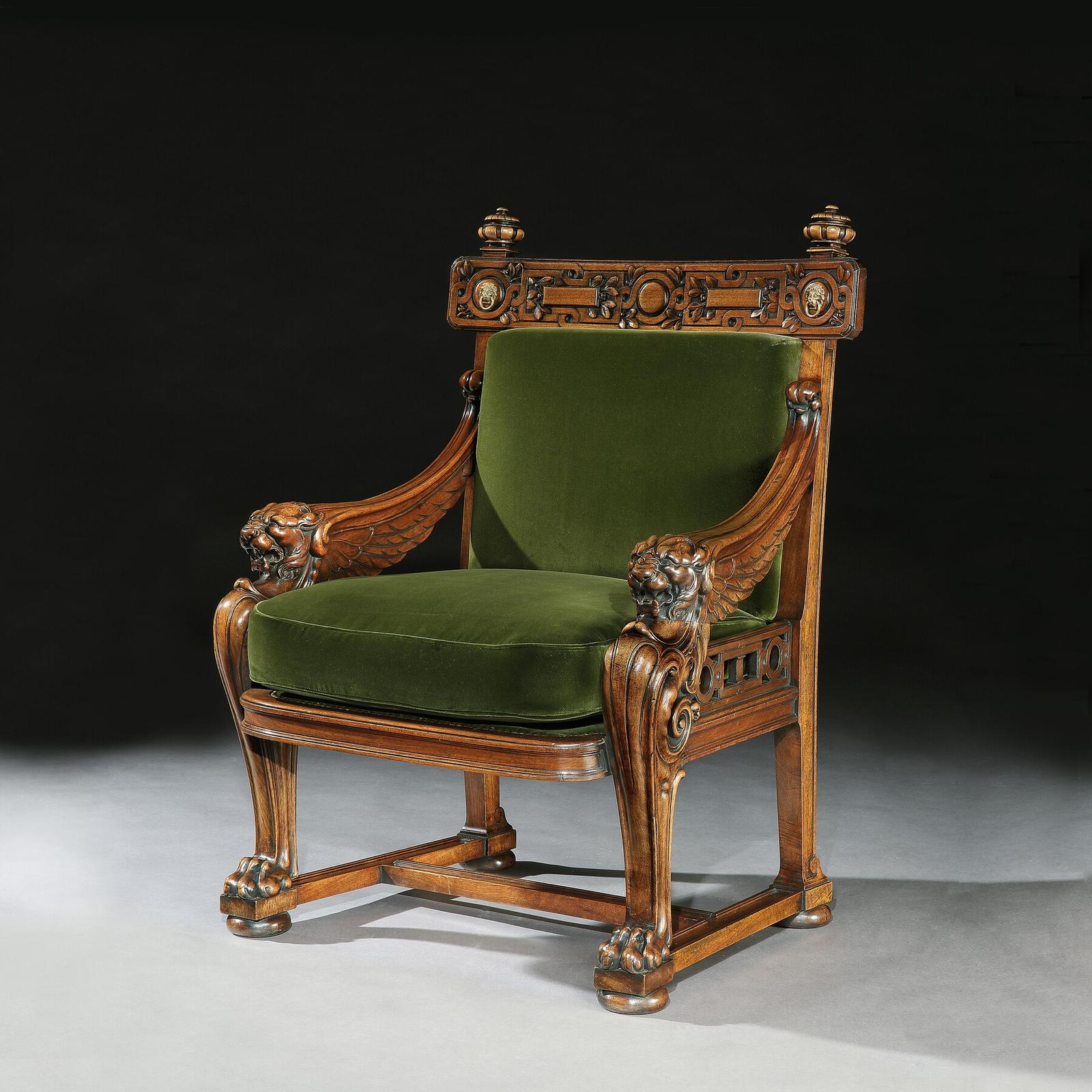 Rare 19th Century Lion Monopodia Armchair After Thomas Hope (1 of 1)