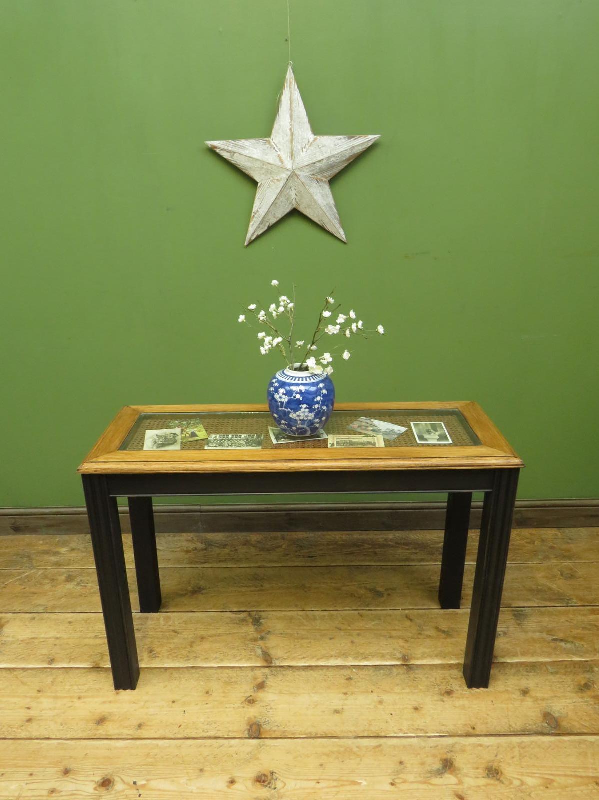 Black Painted Vitrine Display Console Table with Glazed Top (1 of 16)