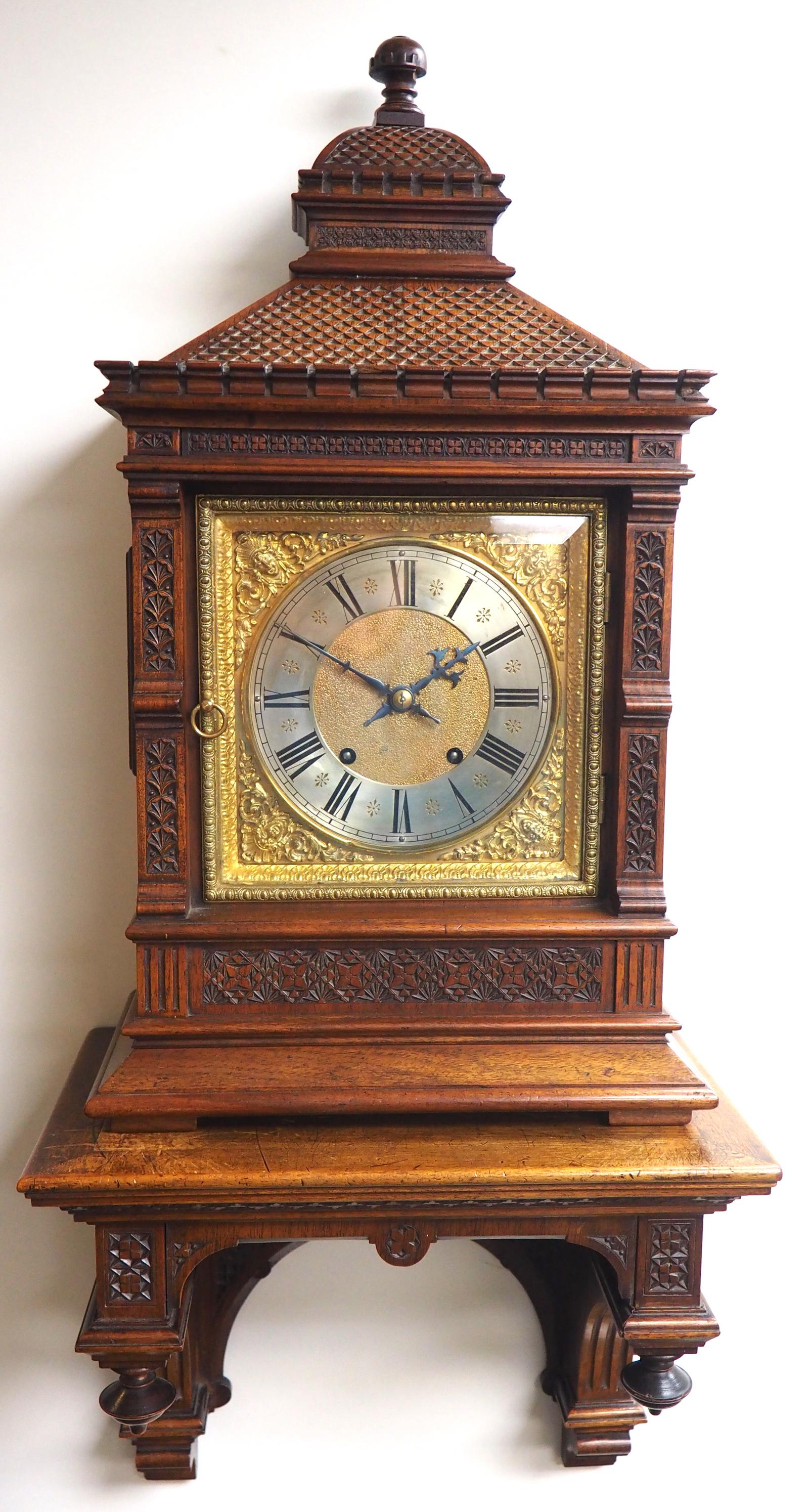 Superb Antique Solid Mahogany 8-day Ting Tang Striking Mantel Clock / Bracket Clock with Bracket (1 of 10)