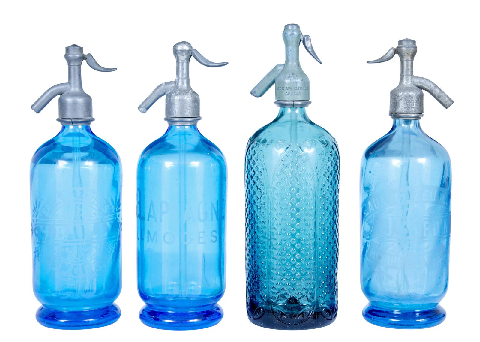 Fine Collection of 4 French Etched Glass Soda Syphons (1 of 11)