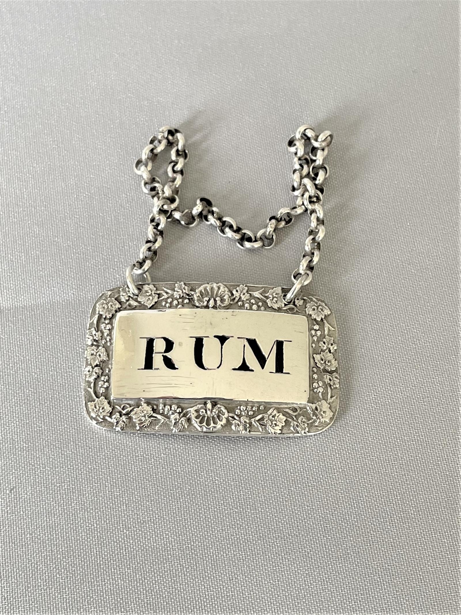 Bateman Family Georgian Silver Rum Label (1 of 3) Bateman Family Georgian Silver Rum Label (1 of 3)