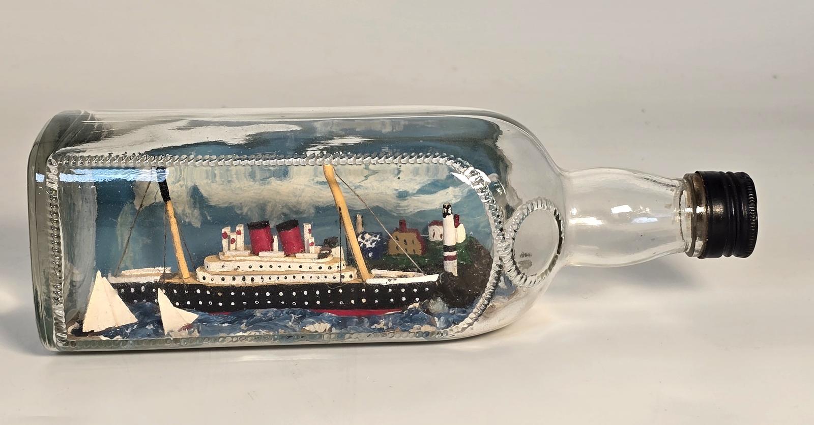 Folk Art Diorama Model Ship in a Bottle (1 of 10)