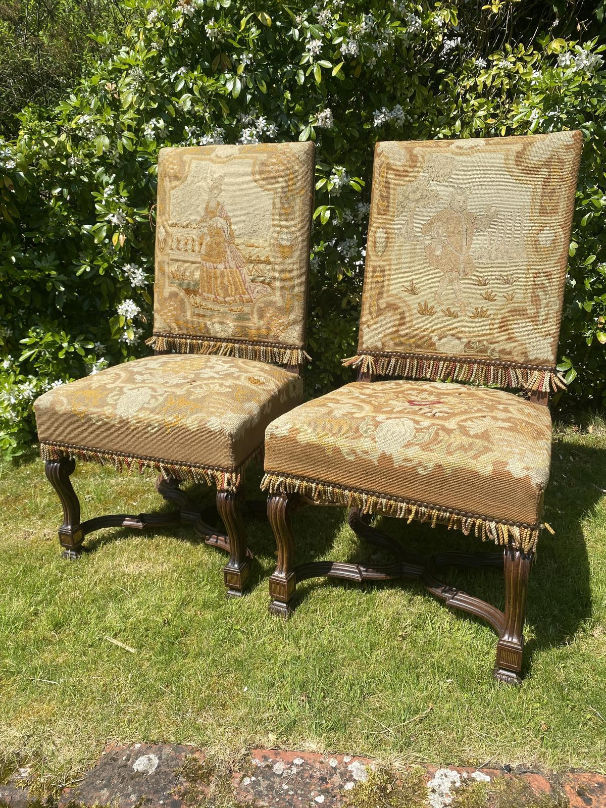 Pair of Rosewood Needlepoint Chairs (1 of 6)