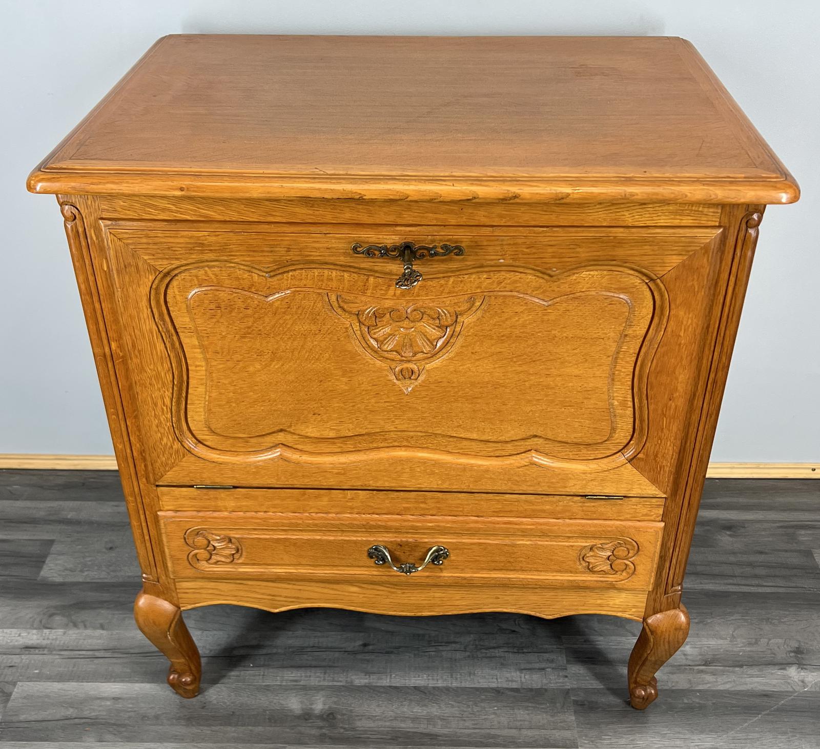 French Oak Cabinet Sideboard Cupboard Side Table Drawer (1 of 14)