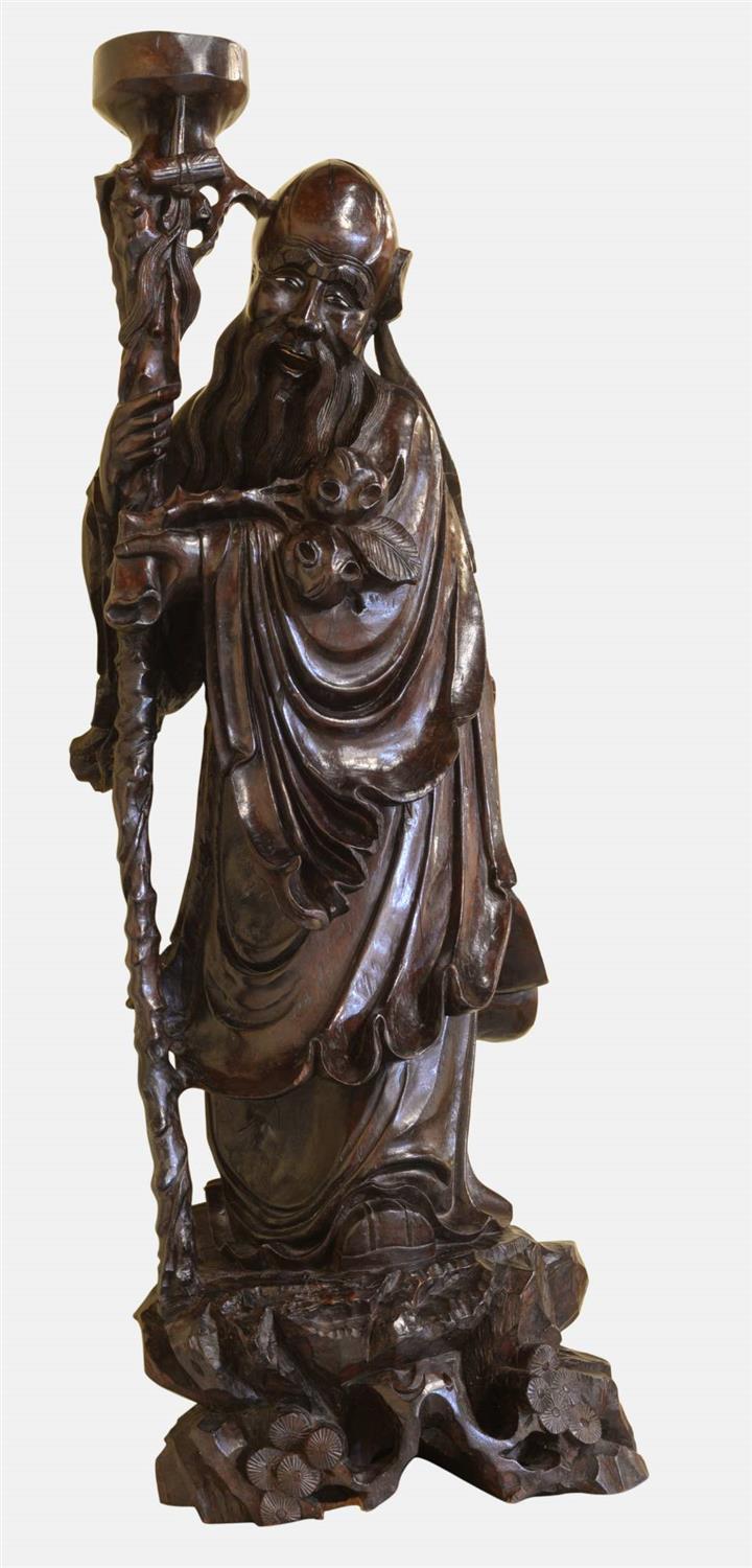 Chinese Hardwood Carved Immortal c.1900 (1 of 1) Chinese Hardwood Carved Immortal c.1900 (1 of 1)