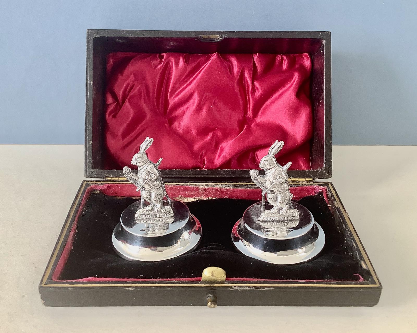 Pair of Antique Silver Menu Holders - White Rabbit (1 of 7)