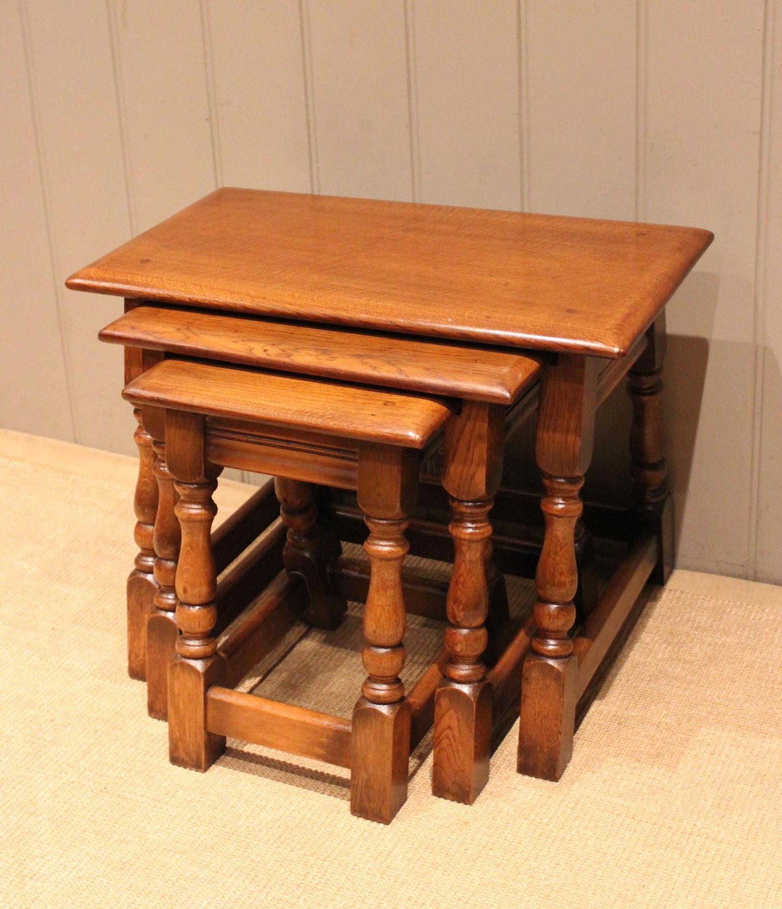 Solid Oak Nest of Three Tables (1 of 12)