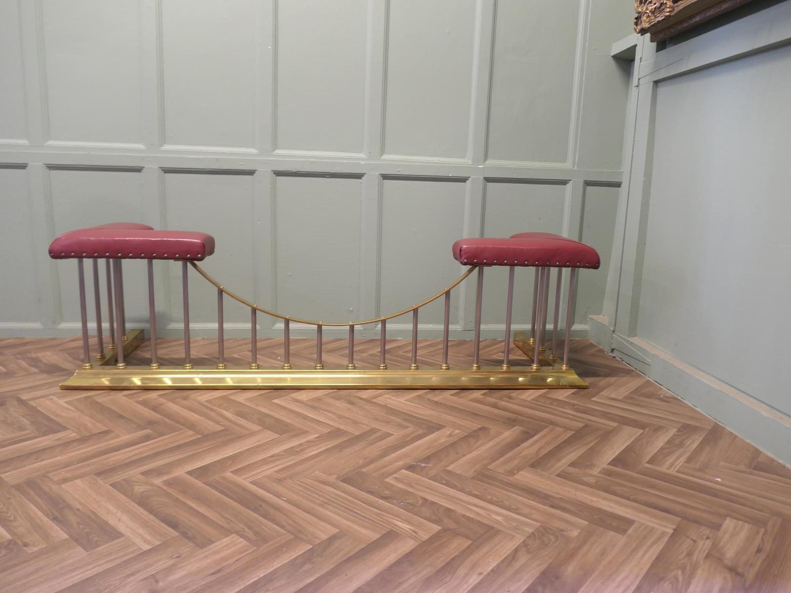 Leather Upholstered Brass & Steel Club Fender (1 of 6) Leather Upholstered Brass & Steel Club Fender (1 of 6)