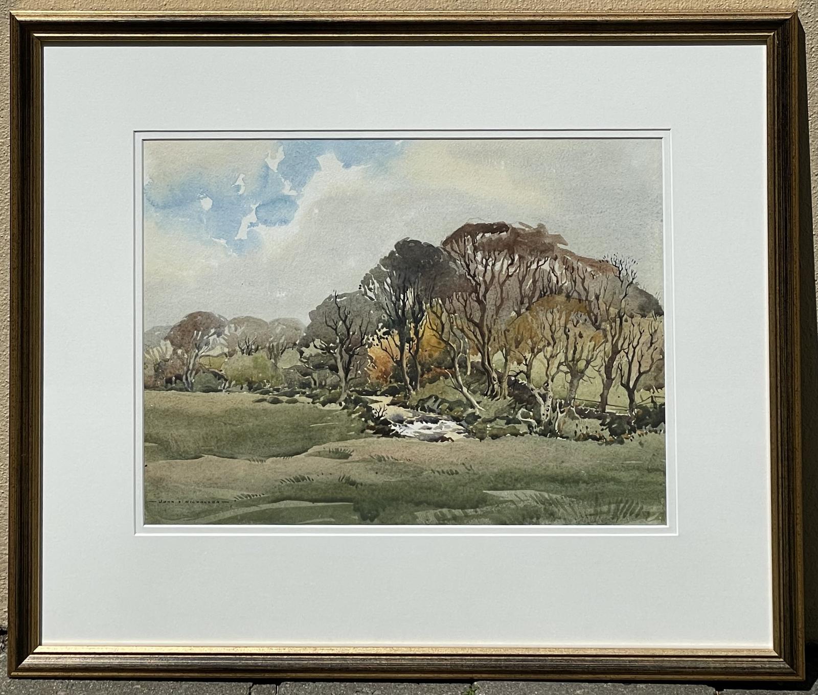 John Hobson Nicholson River Landscape Watercolour, Isle of Man (1 of 3)