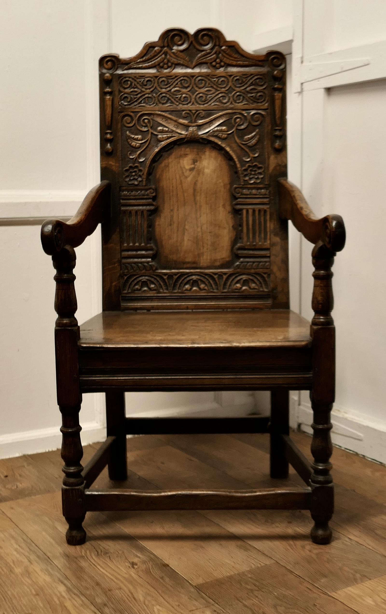 18th Century Carved Oak Celtic Wainscot Chair (1 of 7)