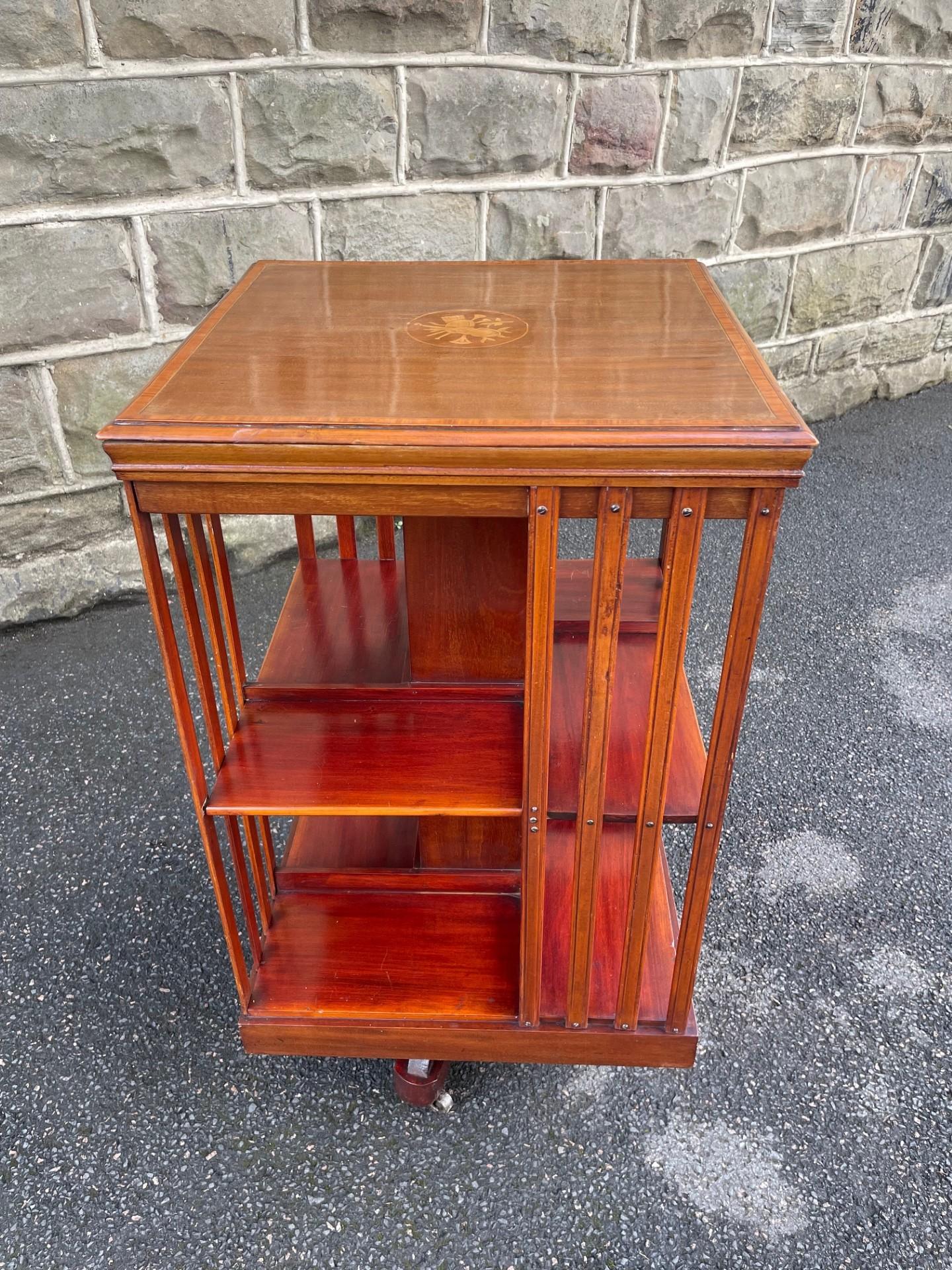 Antique Inlaid Mahogany Revolving Library Bookcase (1 of 10)