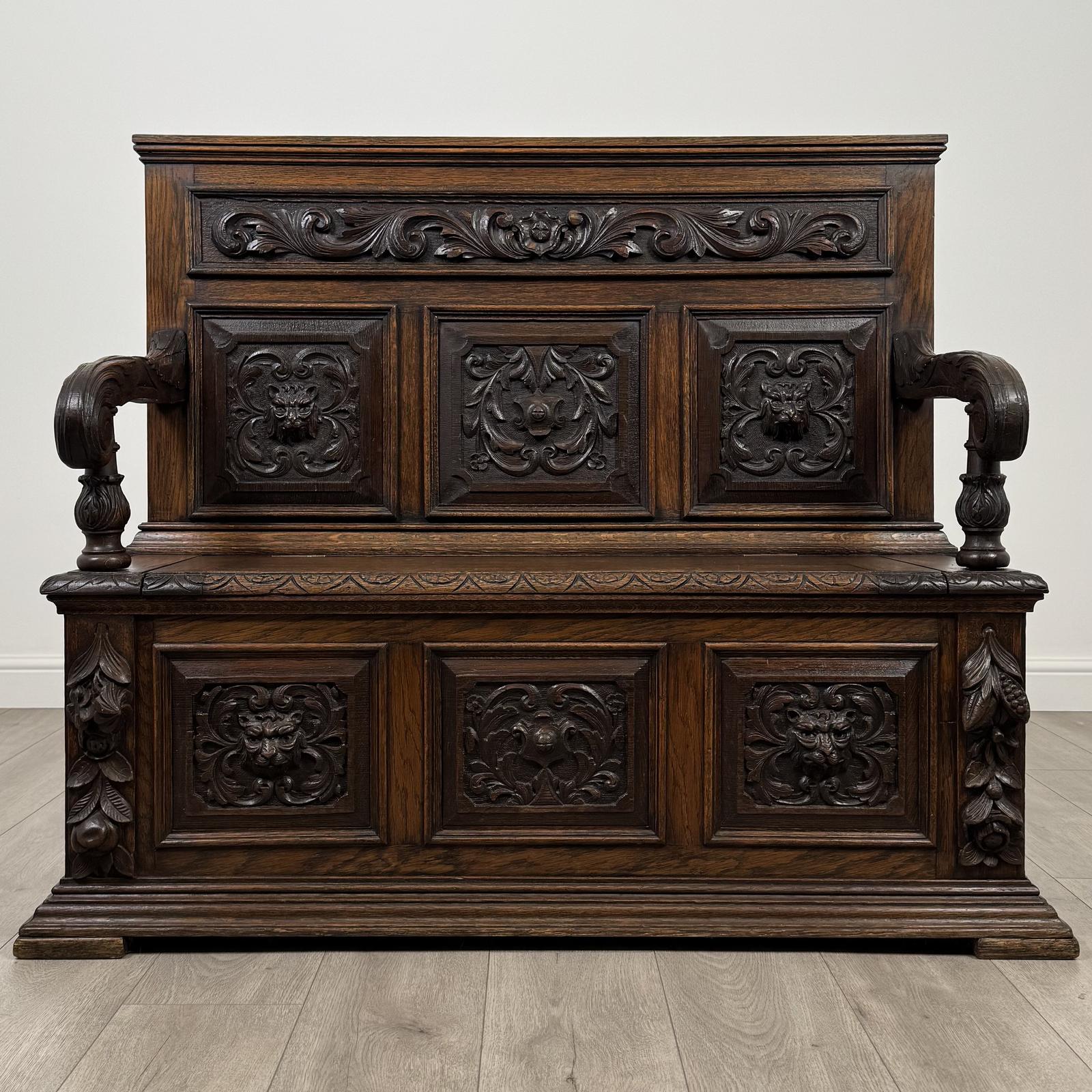 Antique 19th Century Fine Quality Carved Oak Settle (1 of 13) Antique 19th Century Fine Quality Carved Oak Settle (1 of 13)