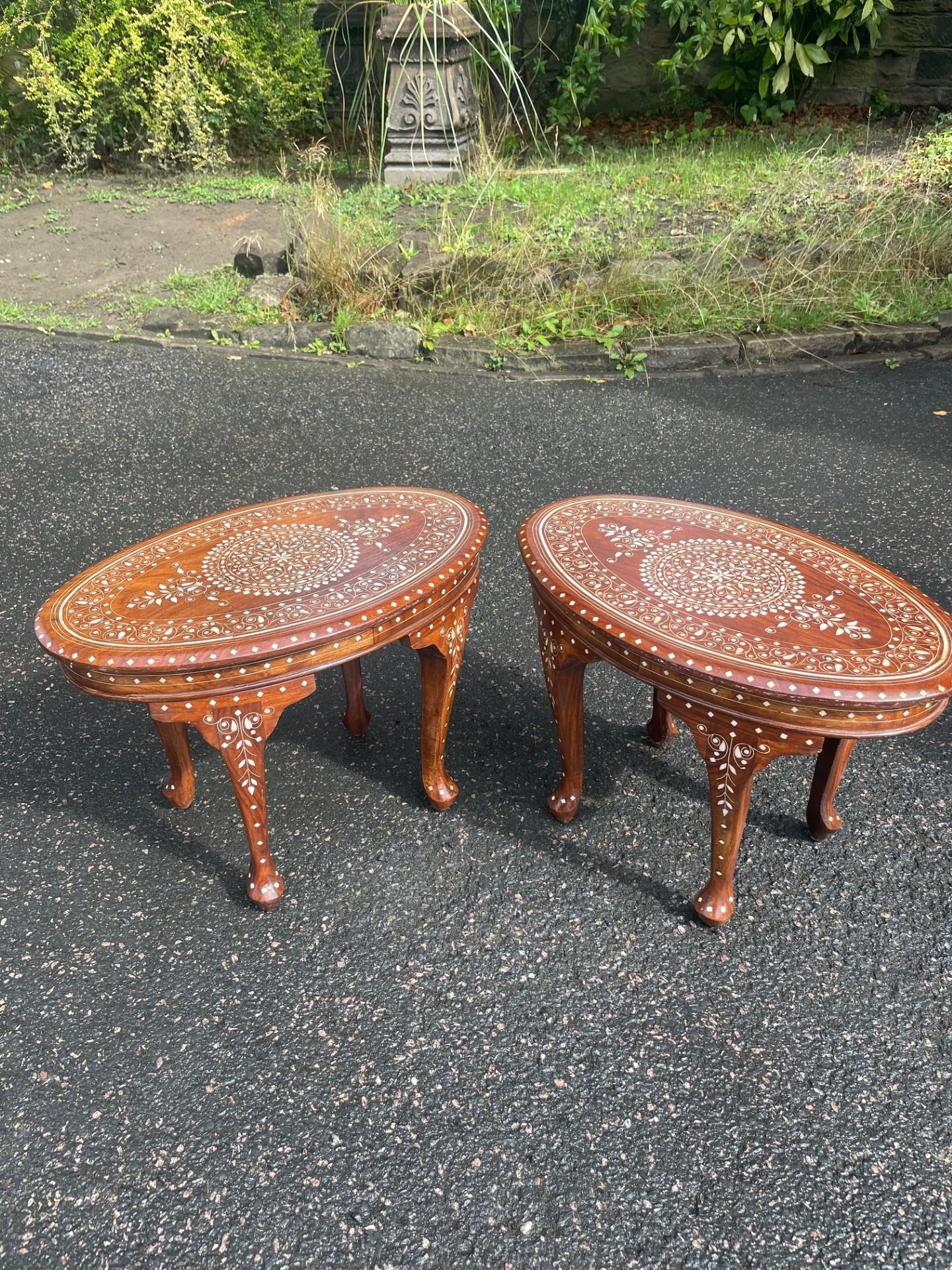Pair Antique Anglo Indian Inlaid Oval Coffee Table (1 of 10) Pair Antique Anglo Indian Inlaid Oval Coffee Table (1 of 10)