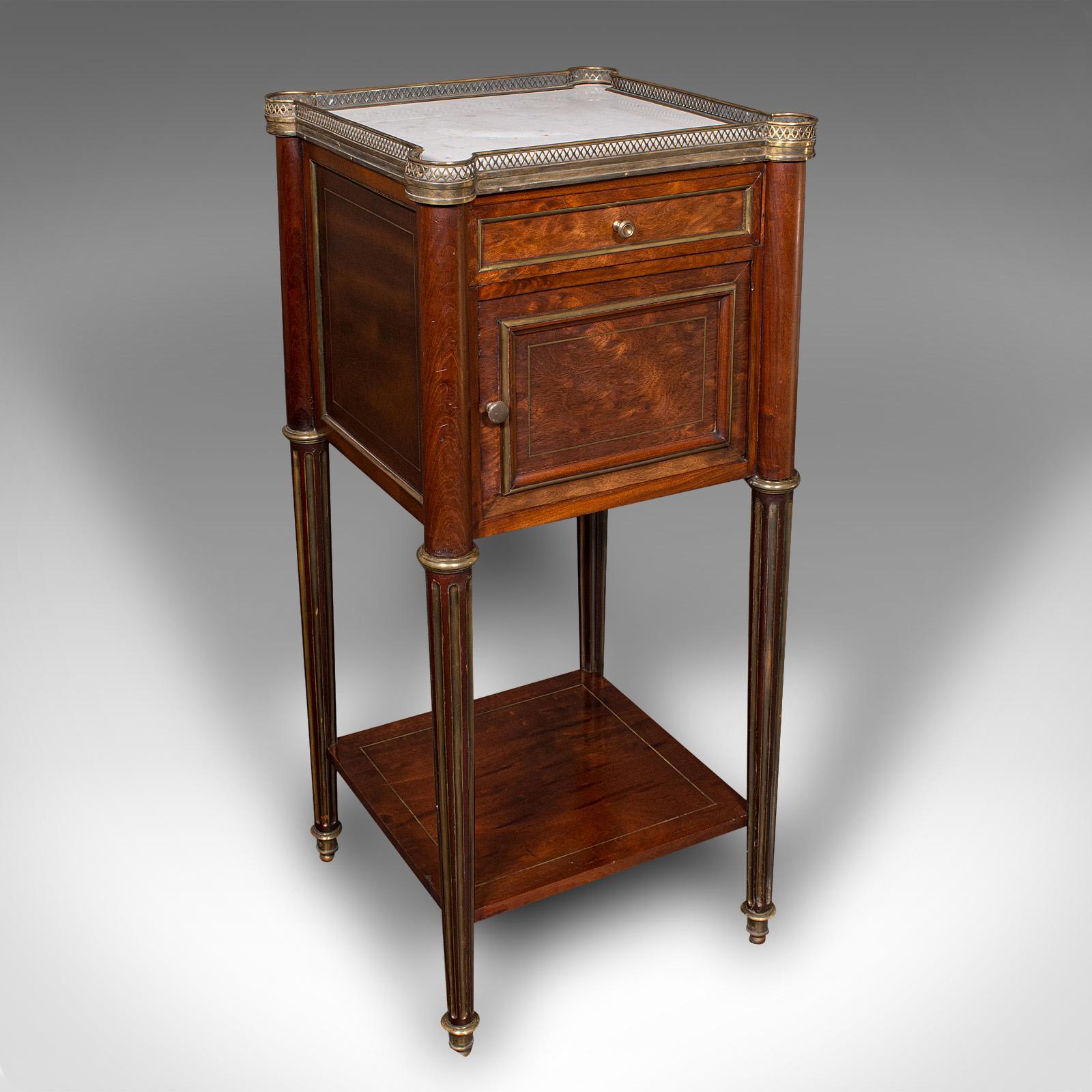 Antique Bedside Table, French, Walnut, Marble, Nightstand, Victorian, Circa 1840 (1 of 12)