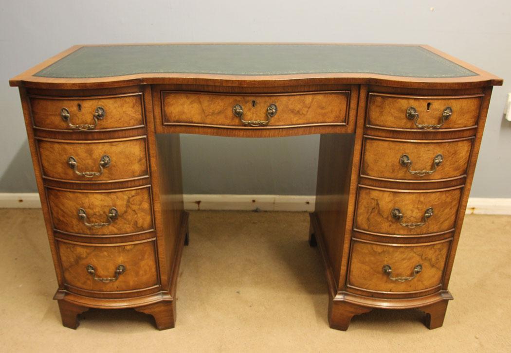Burr Walnut Knee Hole Pedestal Writing Desk (1 of 8) Burr Walnut Knee Hole Pedestal Writing Desk (1 of 8)