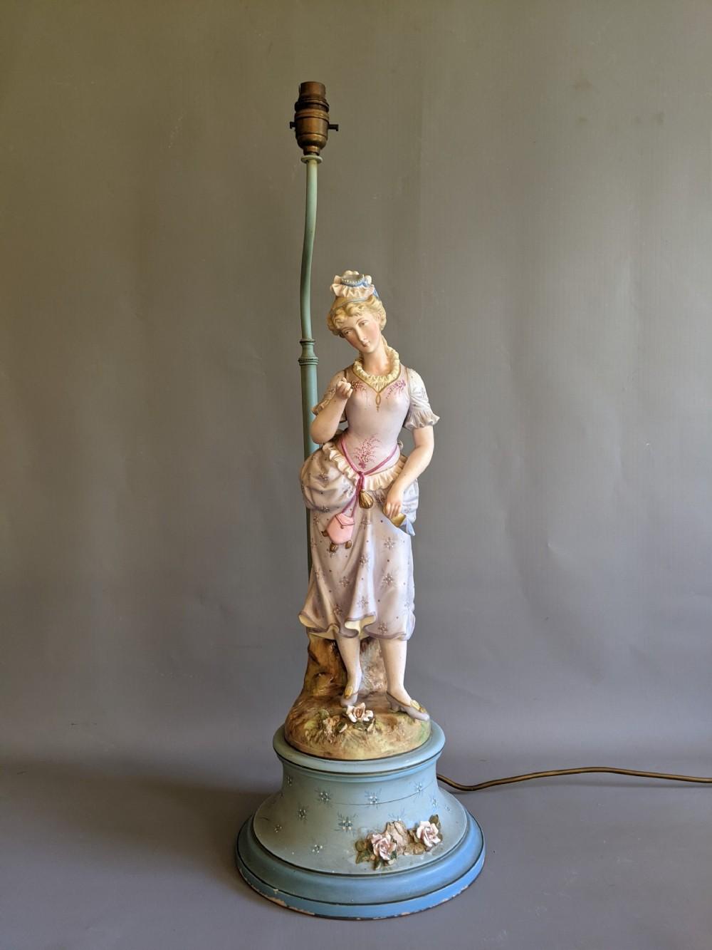 Single Maiden Early 20th Century Table Lamp (1 of 8)