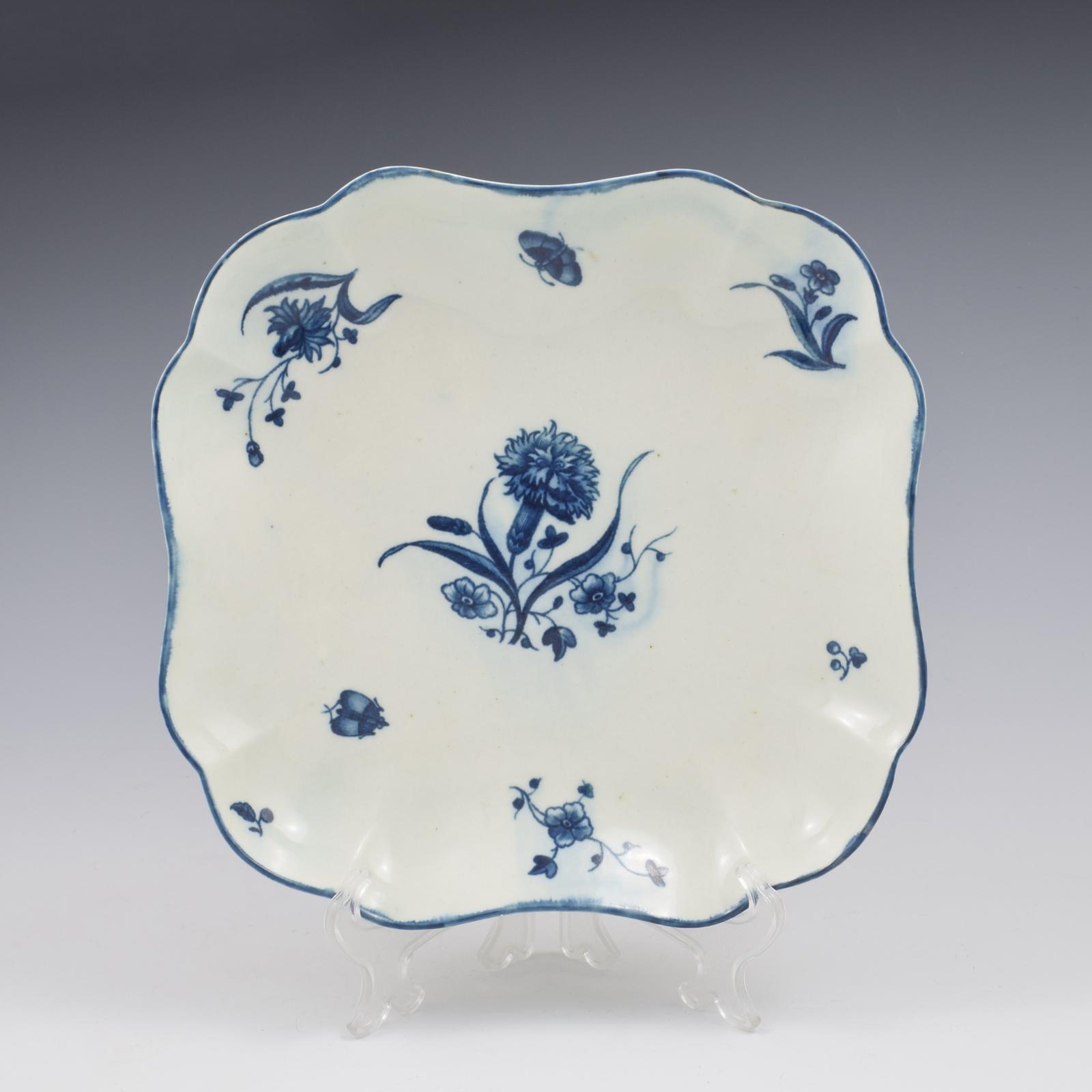 Rare Dr Wall / First Period Worcester Porcelain Carnation & Fruit Sprigs Dessert Dish c.1775 (1 of 5) Rare Dr Wall / First Period Worcester Porcelain Carnation & Fruit Sprigs Dessert Dish c.1775 (1 of 5)