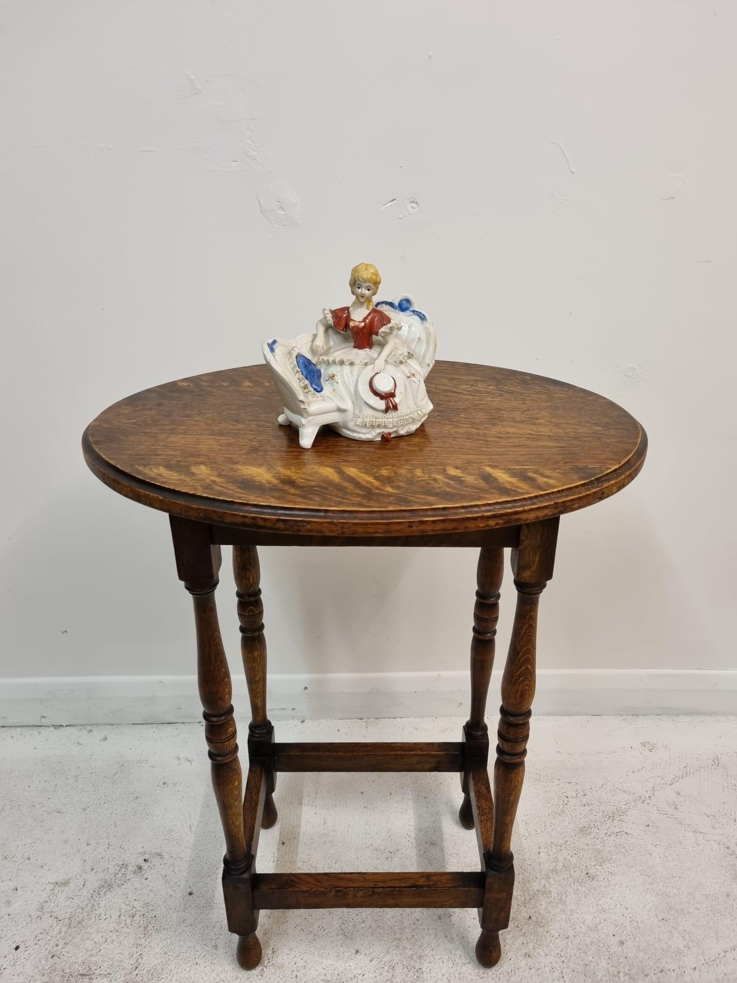 Antique Oak Side Occasional Oval Hall Table c.1900 (1 of 6)