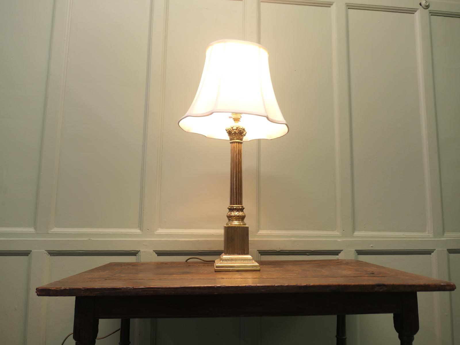 Heavy Brass Corinthian Column Table Lamp (1 of 6)