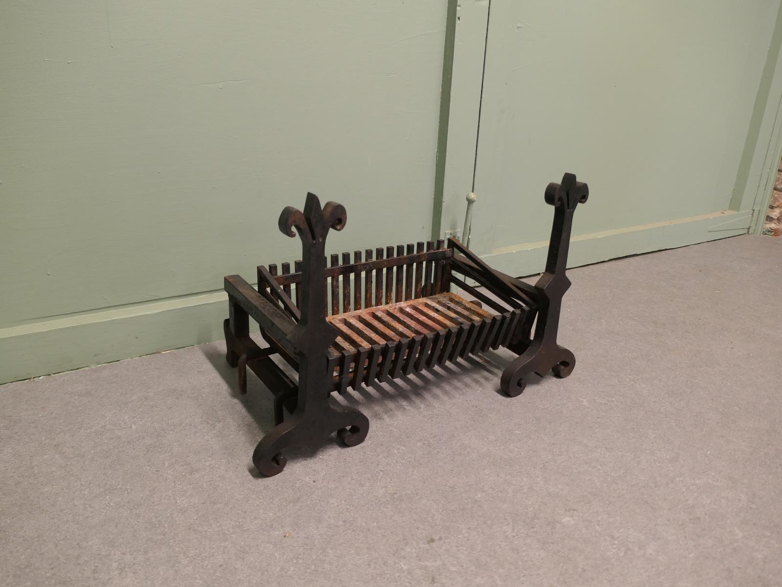 Large 19th Century Andirons with Grate (1 of 5) Large 19th Century Andirons with Grate (1 of 5)