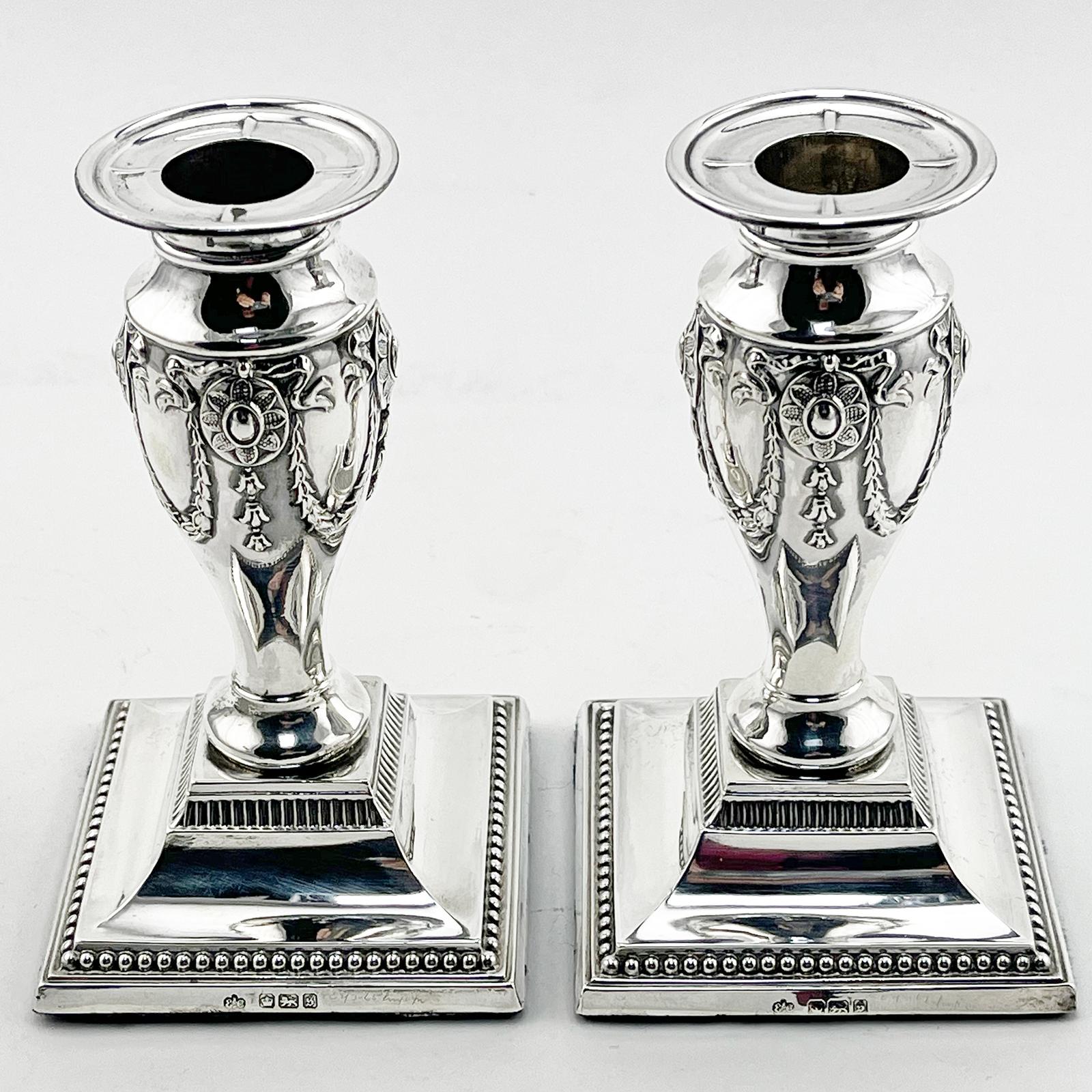 Pair Edwardian Elkington & Co Sterling Silver Candlesticks (1 of 7) Pair Edwardian Elkington & Co Sterling Silver Candlesticks (1 of 7)