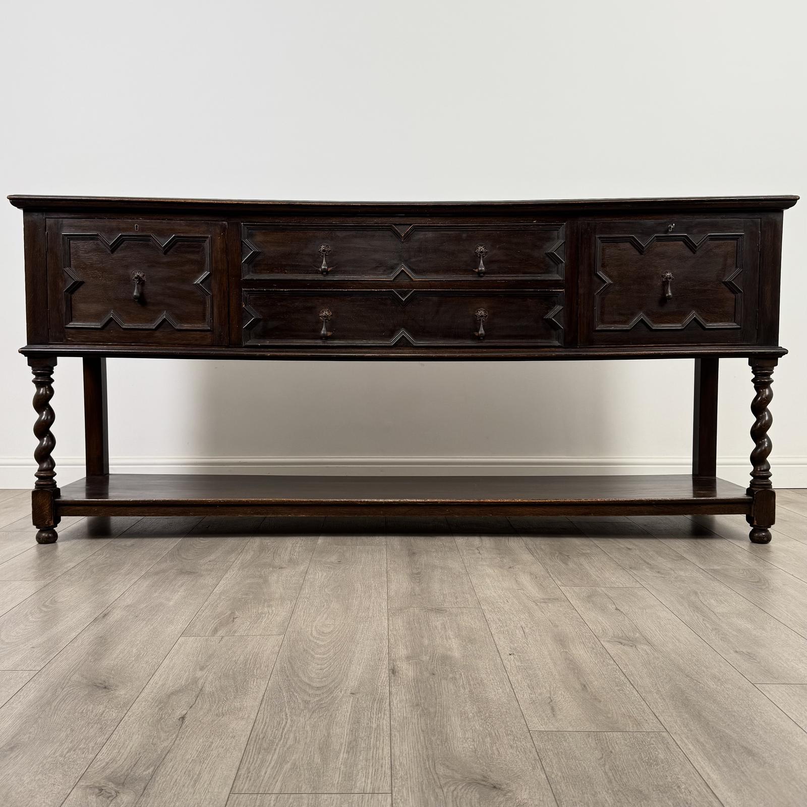 Antique 19th Century Large Jacobean Style Dresser Base in Oak (1 of 12)